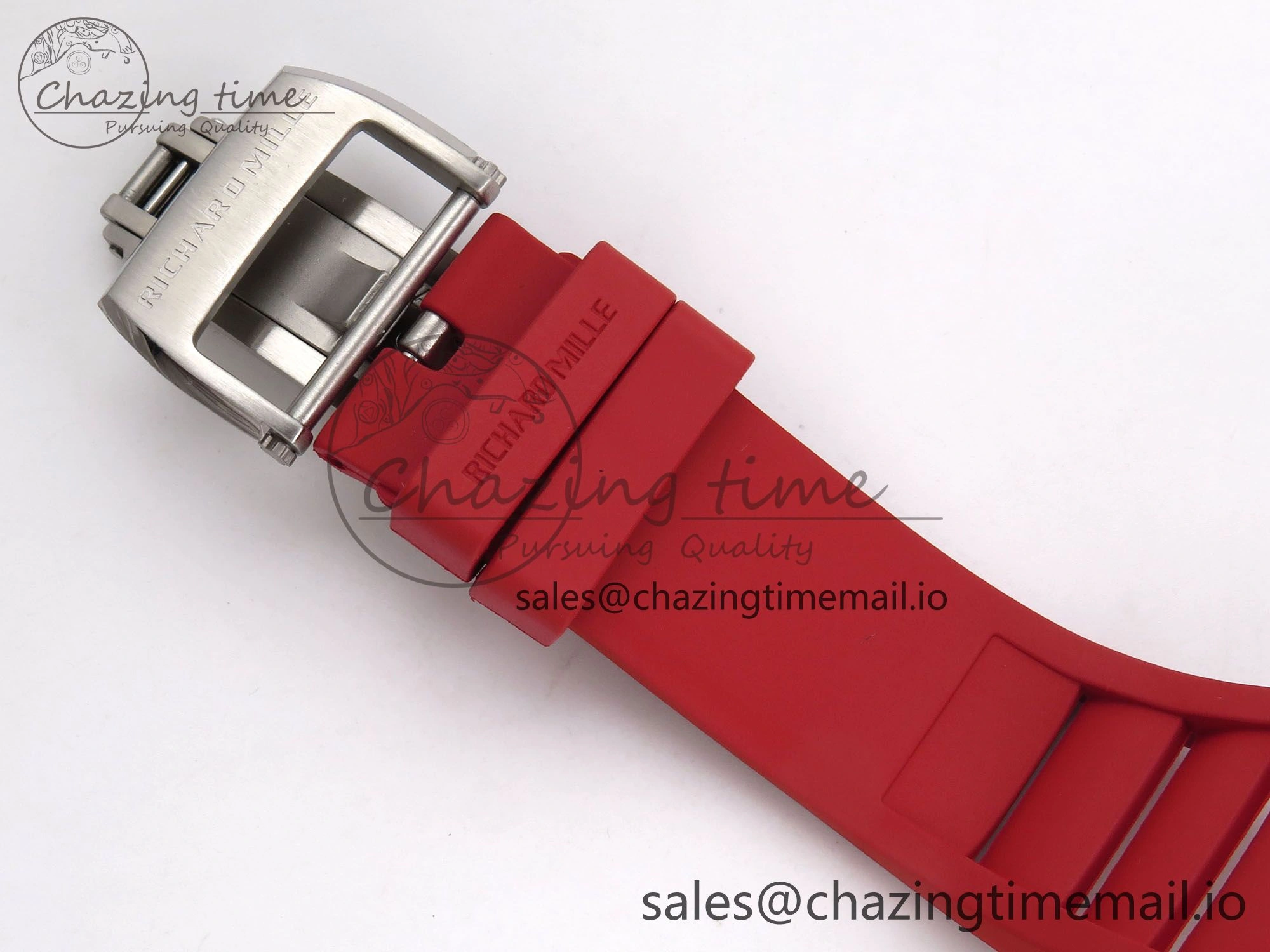 RM055 White Ceramic T+F 1:1 Best Edition Red Skeleton Dial on Red Rubber Strap RMUL2 Super Clone