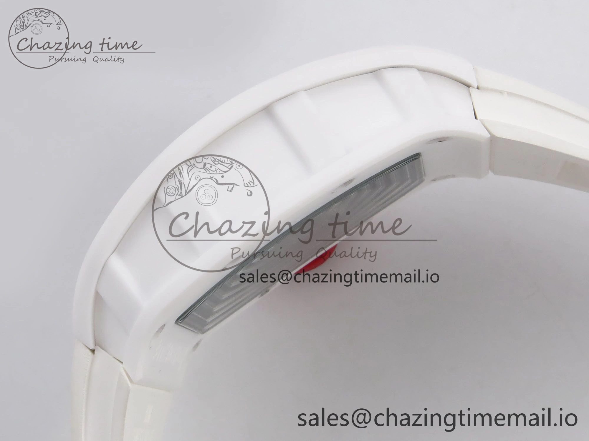 RM055 White Ceramic T+F 1:1 Best Edition Red Skeleton Dial on White Rubber Strap RMUL2 Super Clone