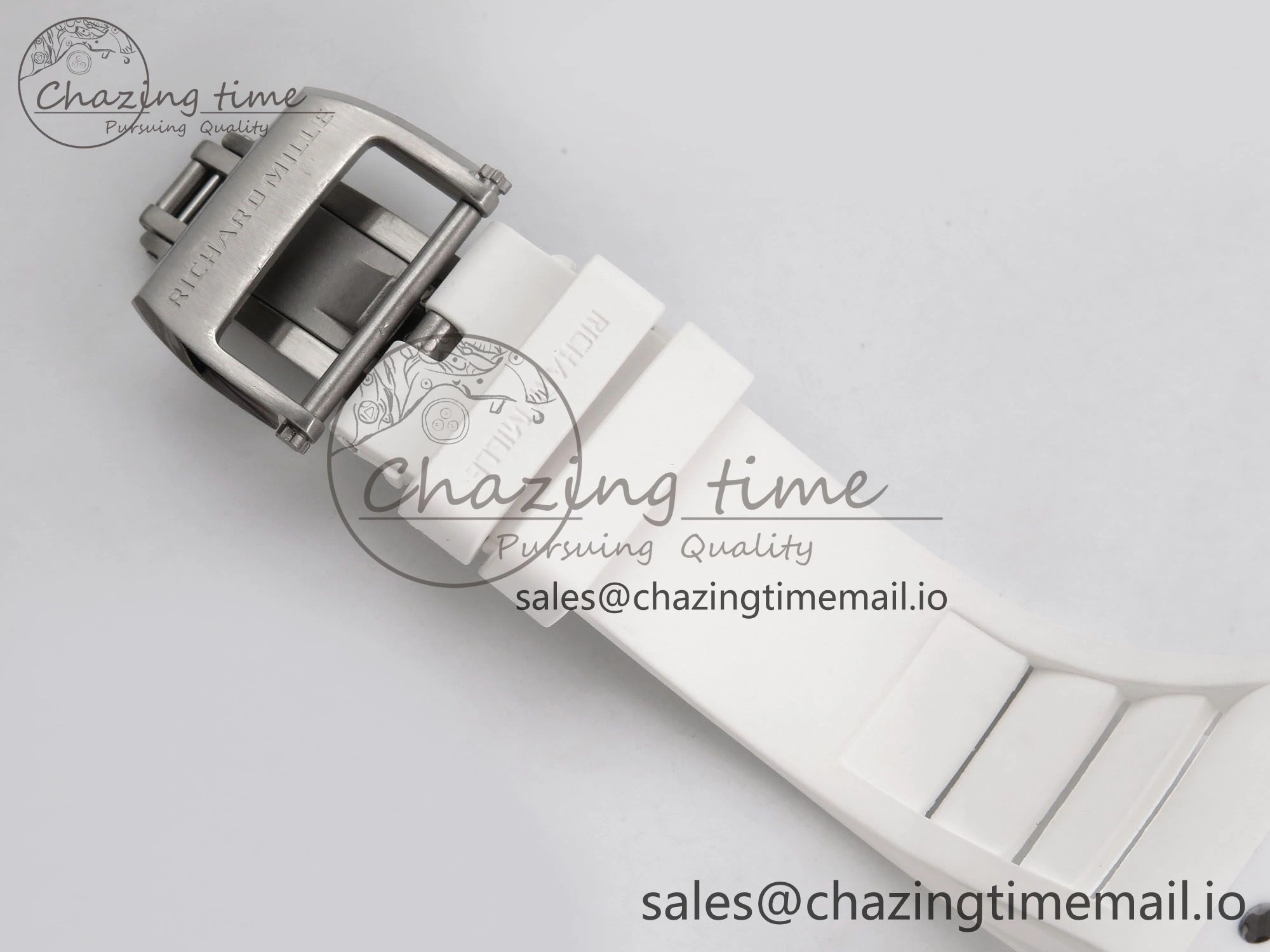 RM055 White Ceramic T+F 1:1 Best Edition Red Skeleton Dial on White Rubber Strap RMUL2 Super Clone