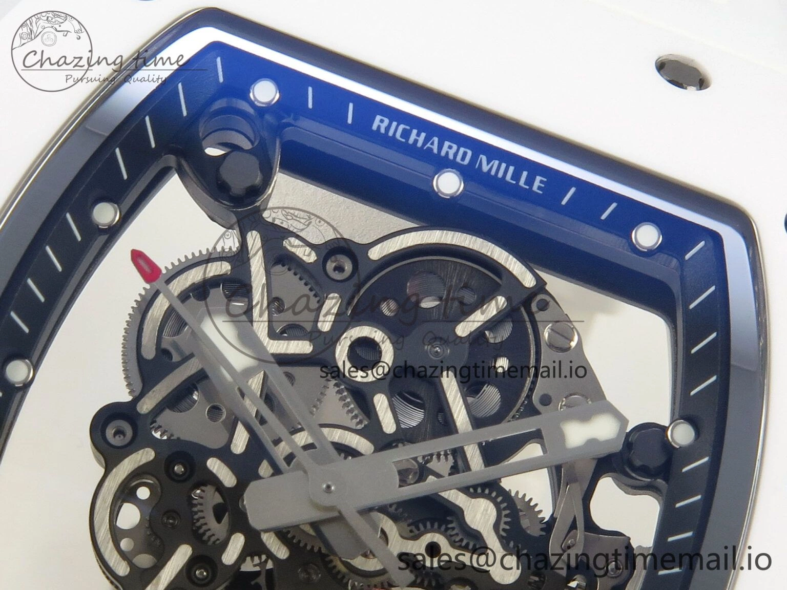 RM055 White Ceramic ZF 1:1 Best Edition on Rubber Strap RMUL2 Super Clone V3