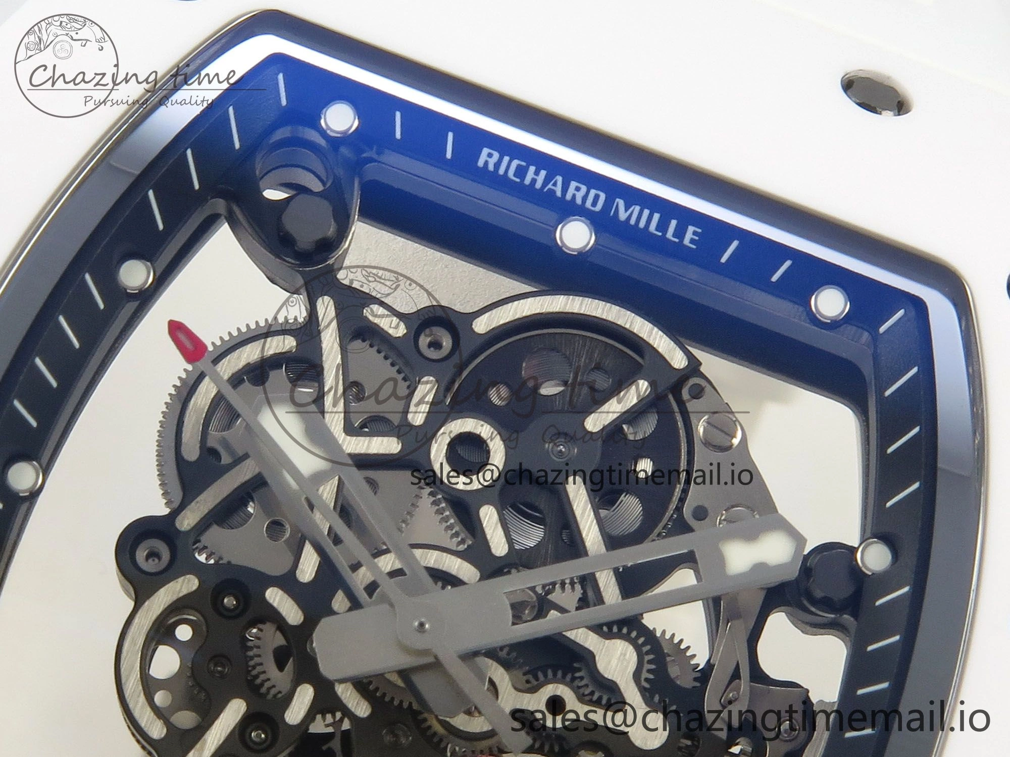 RM055 White Ceramic ZF 1:1 Best Edition on Rubber Strap RMUL2 Super Clone V3