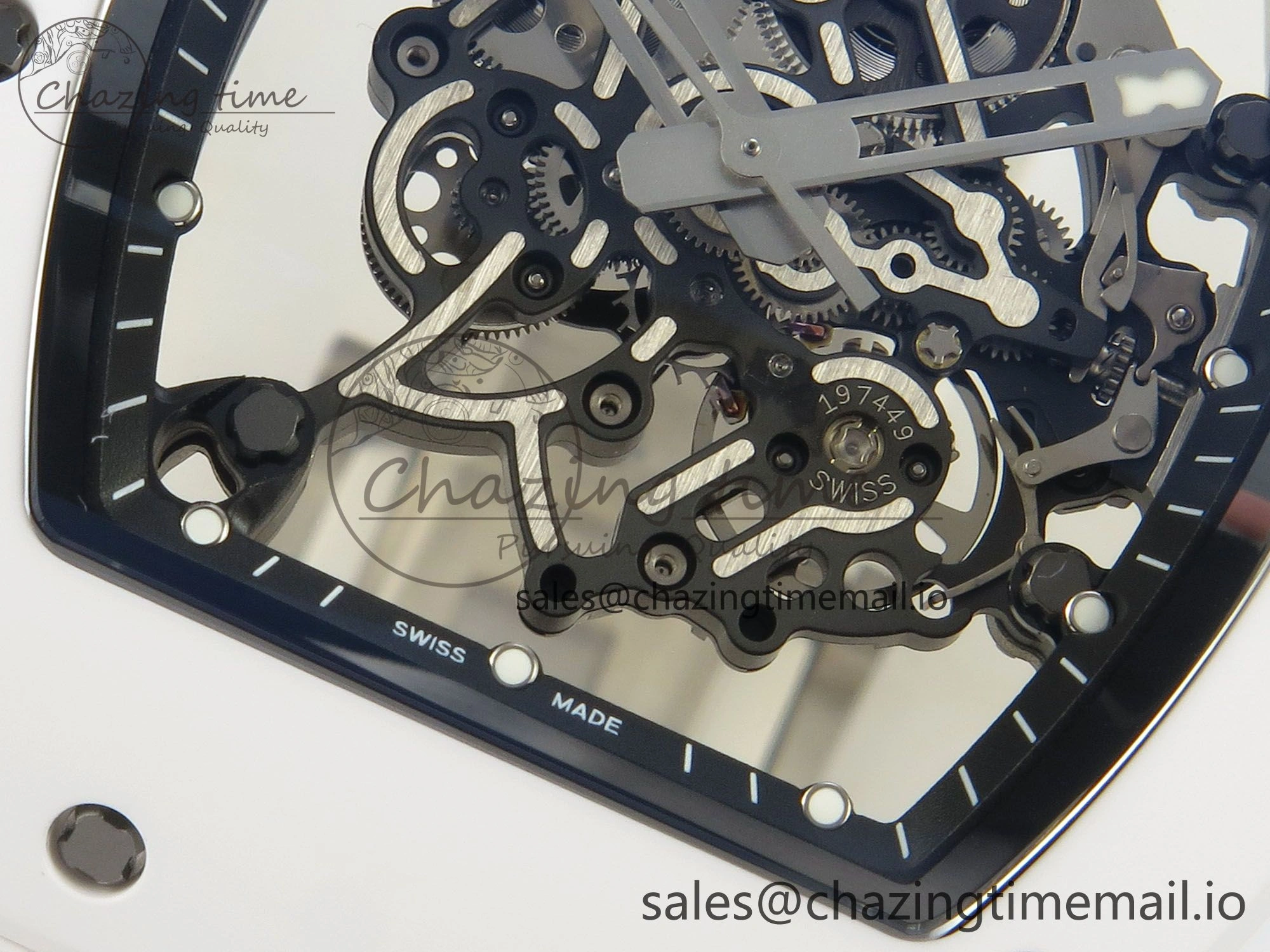 RM055 White Ceramic ZF 1:1 Best Edition on Rubber Strap RMUL2 Super Clone V3