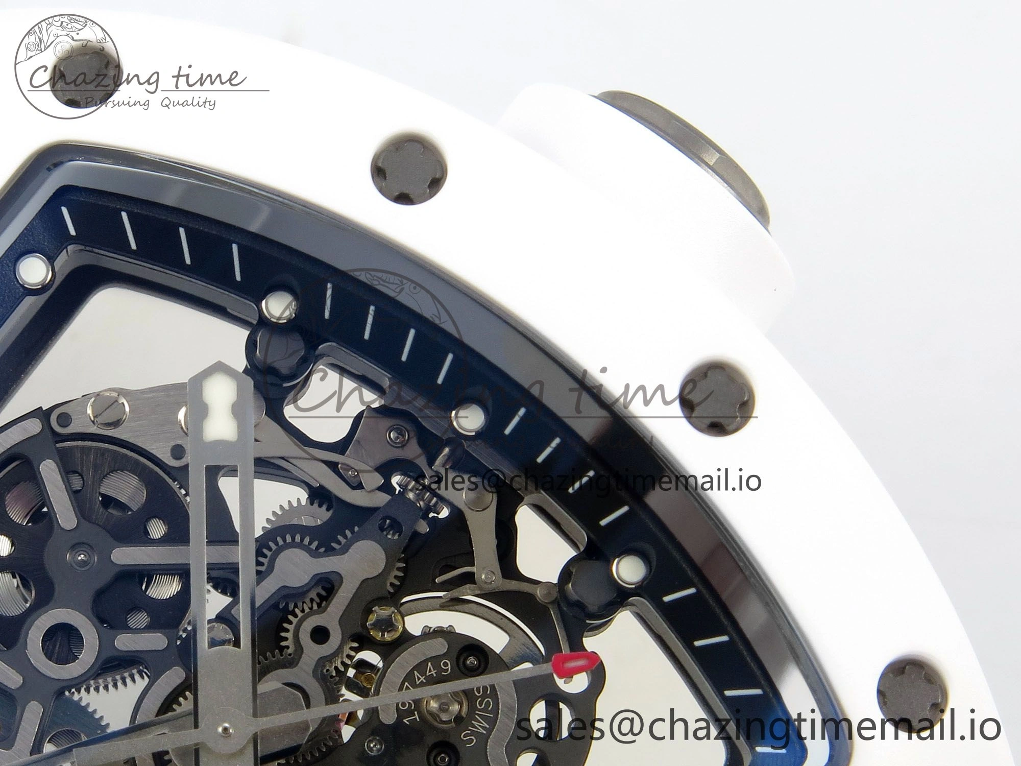 RM055 White Ceramic ZF 1:1 Best Edition on Rubber Strap RMUL2 Super Clone V3