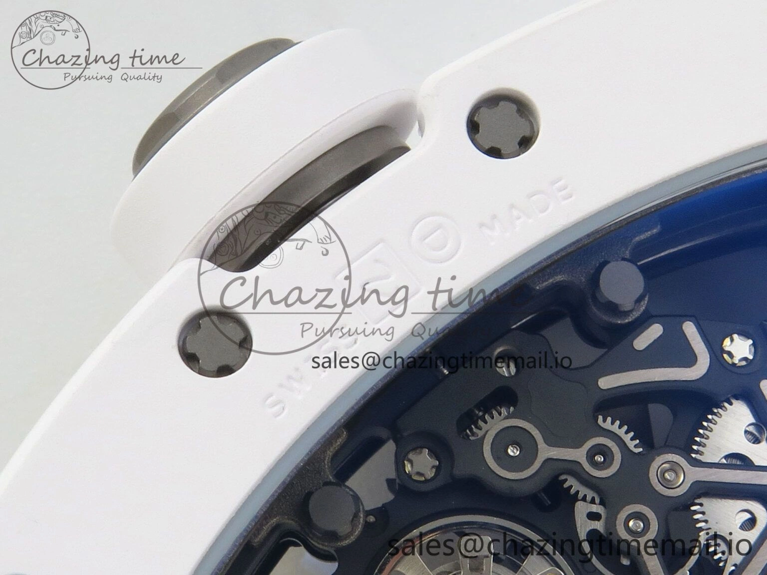RM055 White Ceramic ZF 1:1 Best Edition on Rubber Strap RMUL2 Super Clone V3