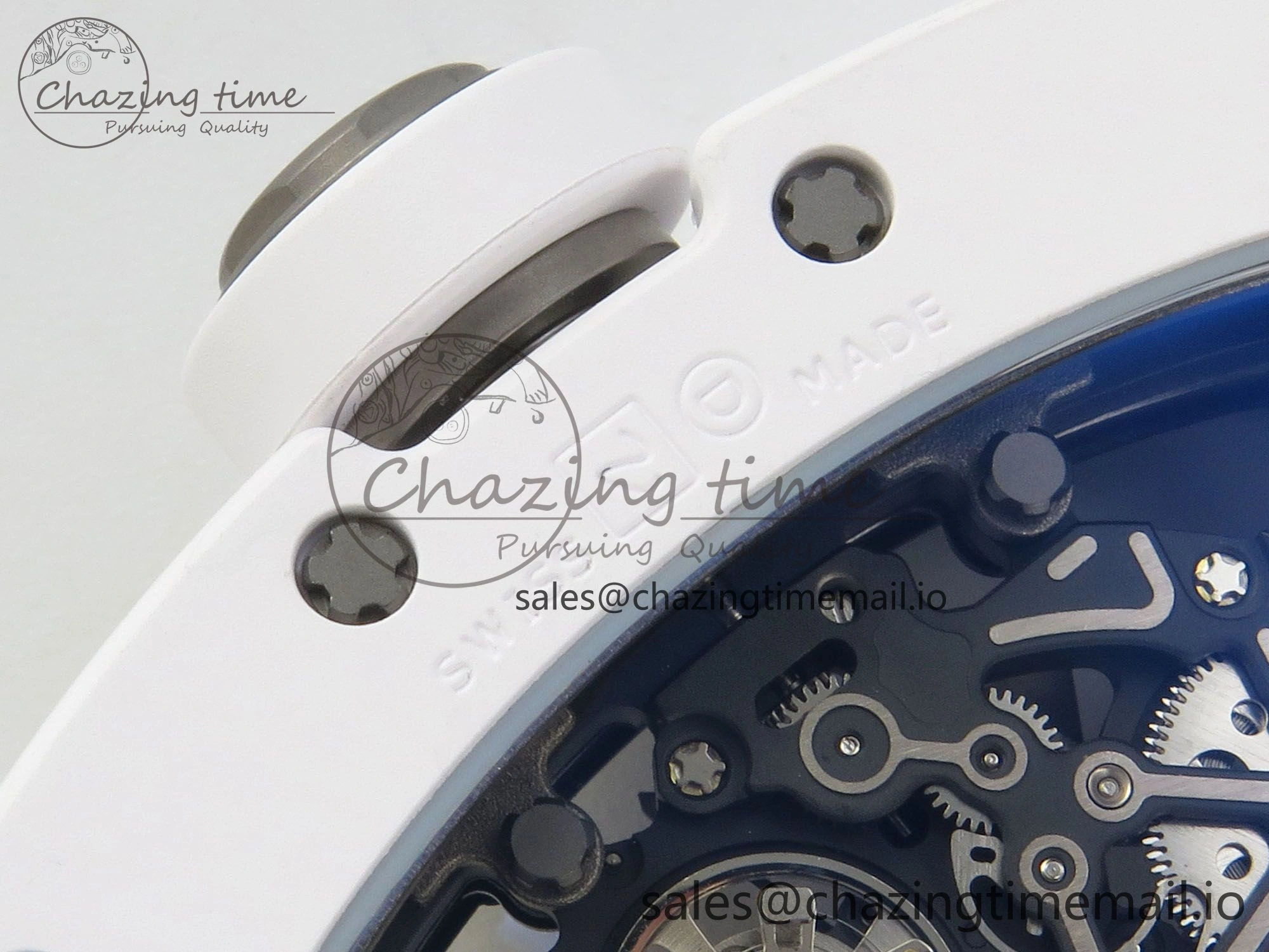 RM055 White Ceramic ZF 1:1 Best Edition on Rubber Strap RMUL2 Super Clone V3