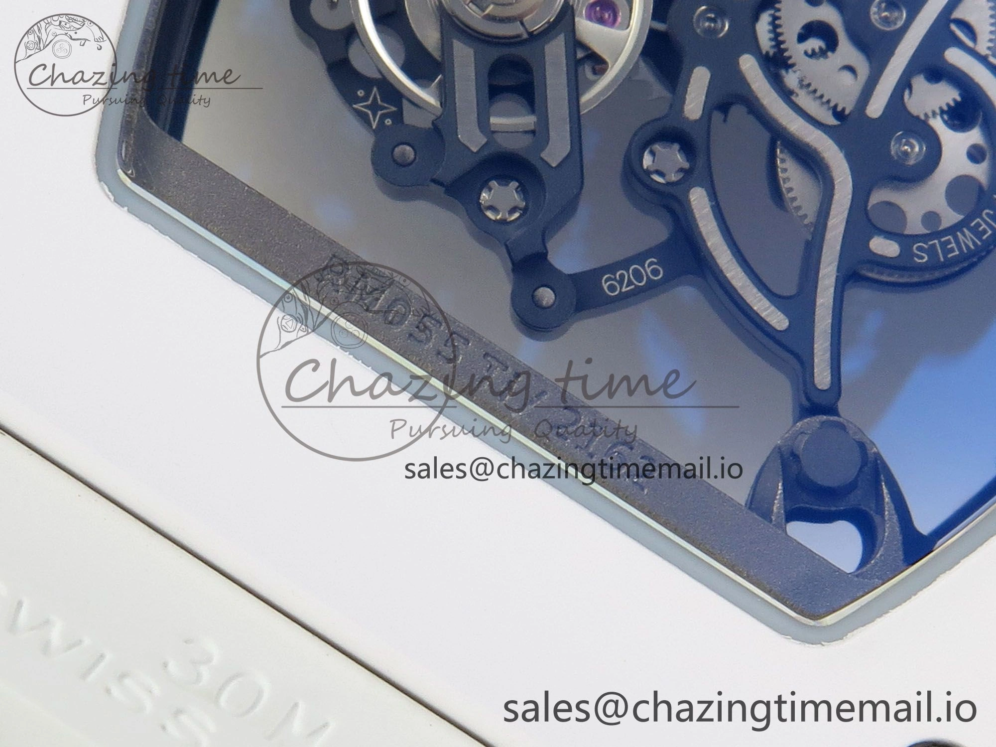 RM055 White Ceramic ZF 1:1 Best Edition on Rubber Strap RMUL2 Super Clone V3