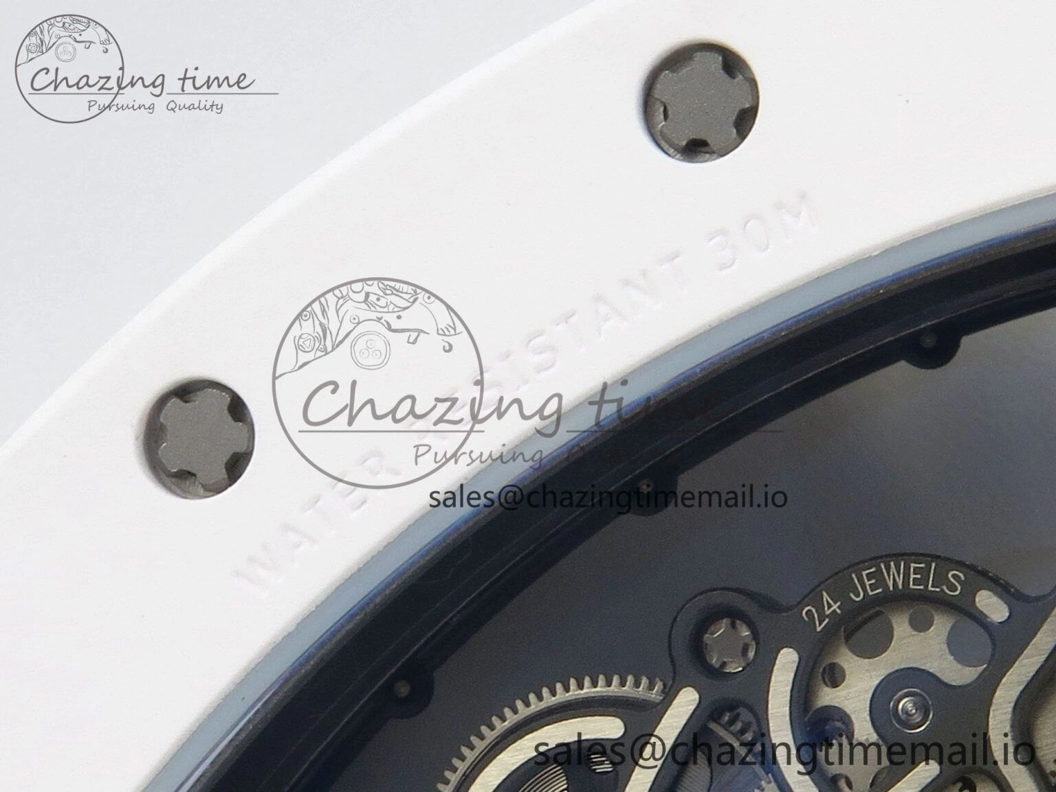 RM055 White Ceramic ZF 1:1 Best Edition on Rubber Strap RMUL2 Super Clone V3