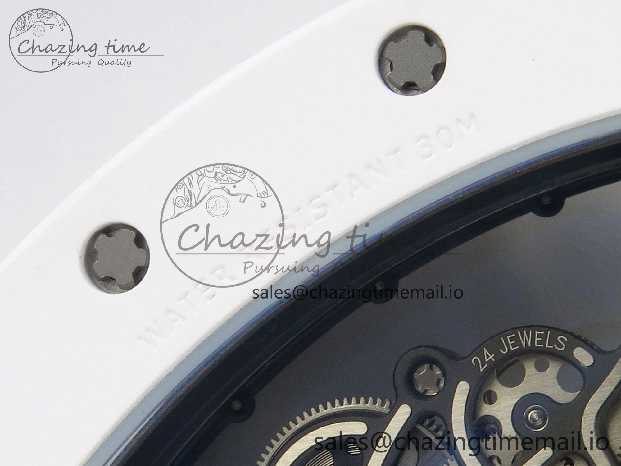 RM055 White Ceramic ZF 1:1 Best Edition on Rubber Strap RMUL2 Super Clone V3