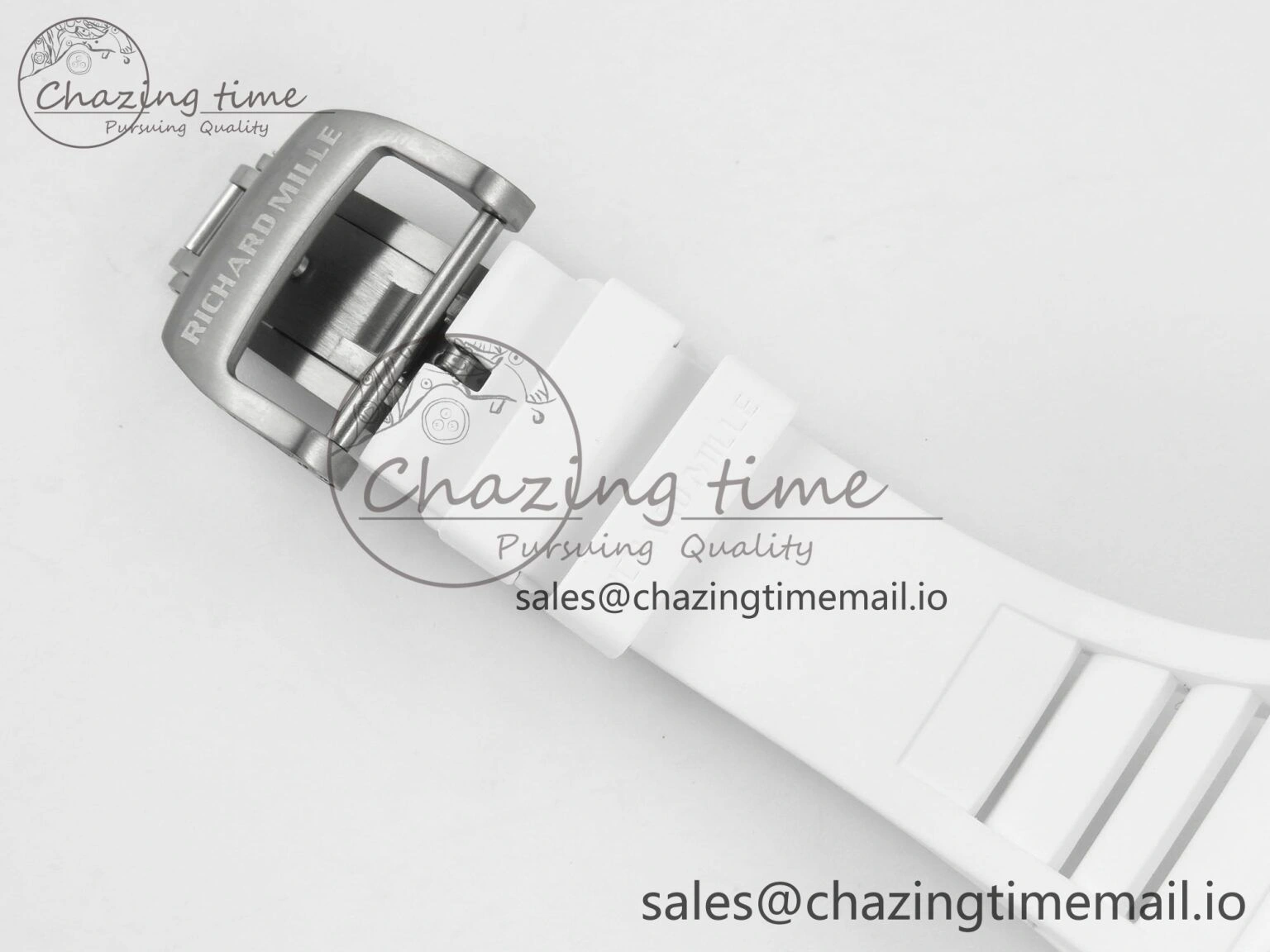 RM055 White Ceramic ZF 1:1 Best Edition on Rubber Strap RMUL2 Super Clone V3