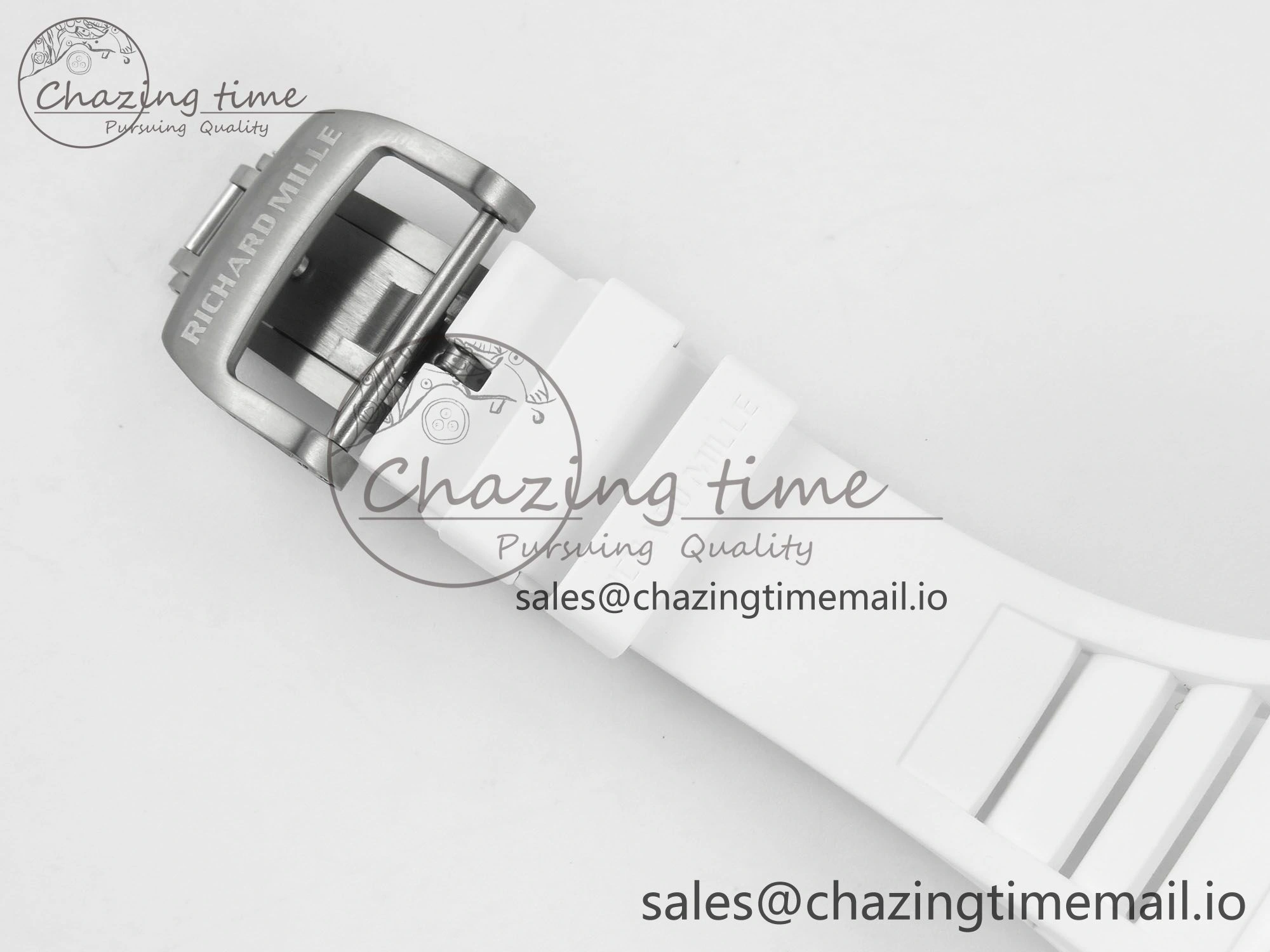 RM055 White Ceramic ZF 1:1 Best Edition on Rubber Strap RMUL2 Super Clone V3