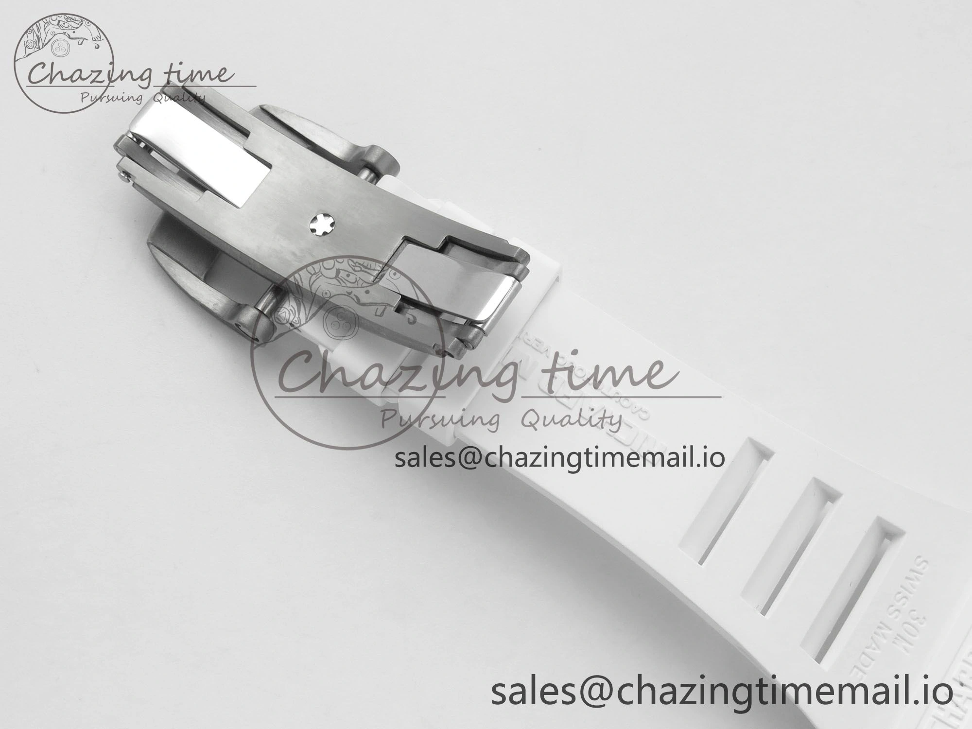 RM055 White Ceramic ZF 1:1 Best Edition on Rubber Strap RMUL2 Super Clone V3
