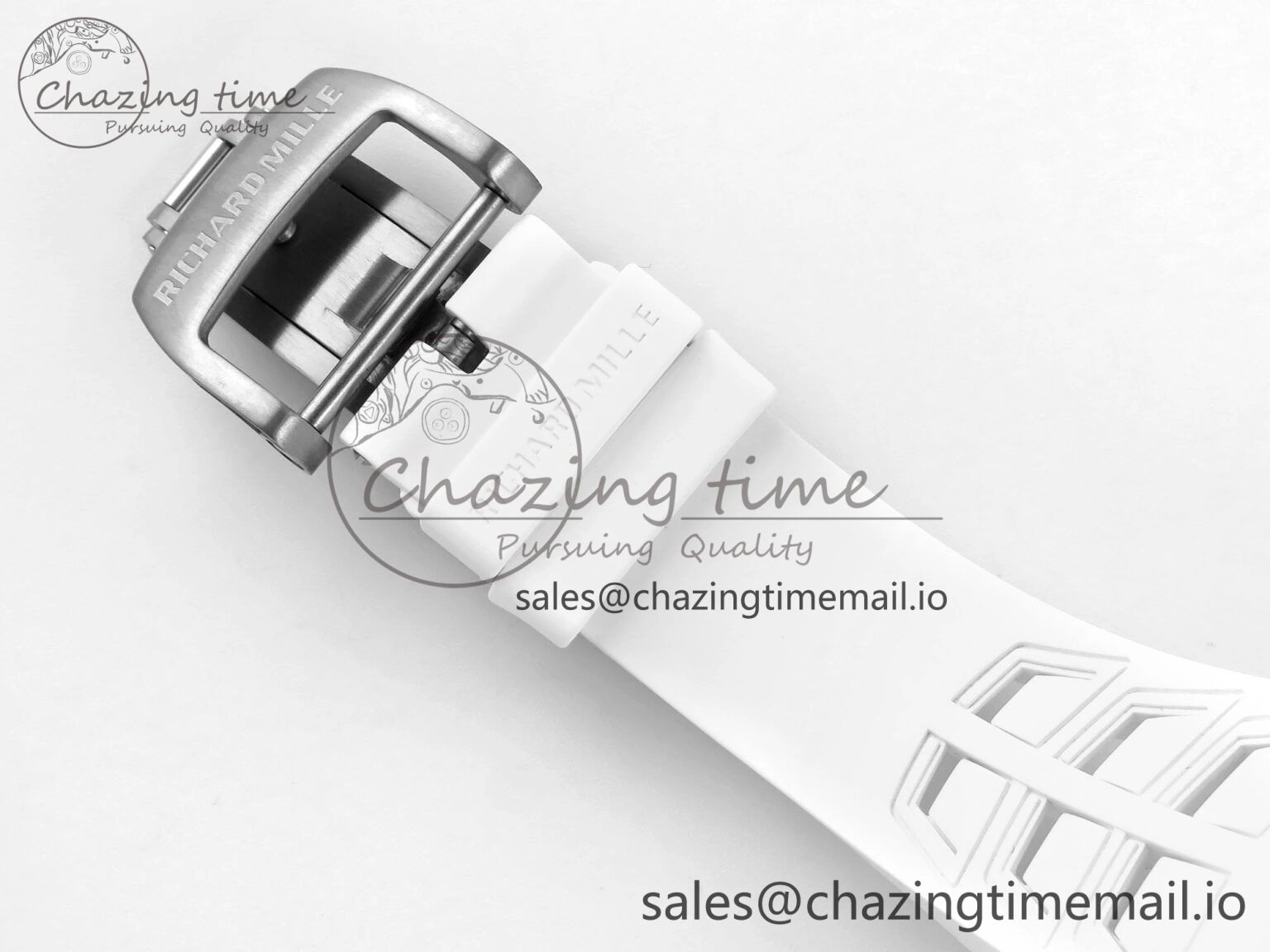 RM055 White Ceramic ZF 1:1 Best Edition on Shark Rubber Strap RMUL2 Super Clone