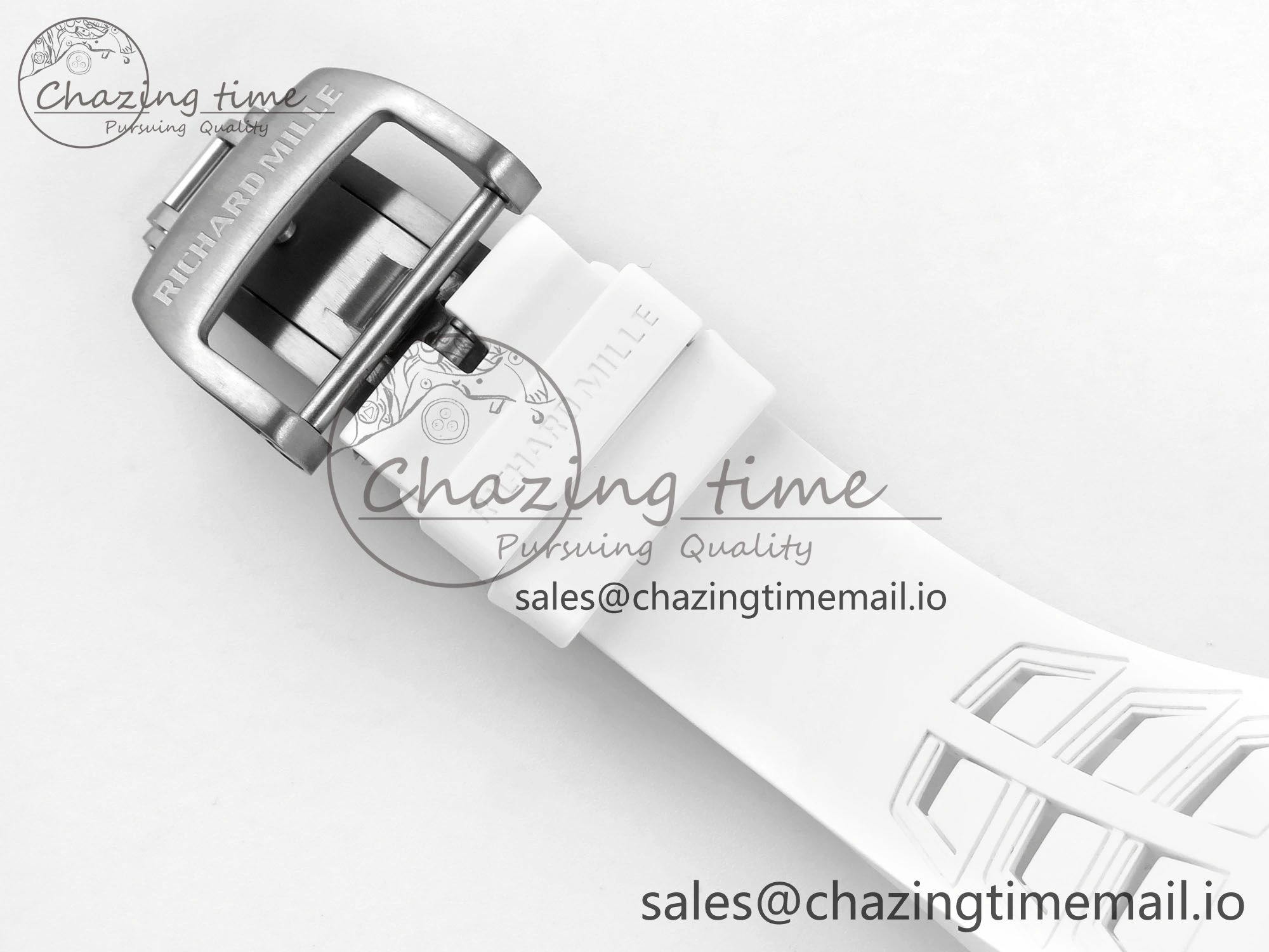RM055 White Ceramic ZF 1:1 Best Edition on Shark Rubber Strap RMUL2 Super Clone