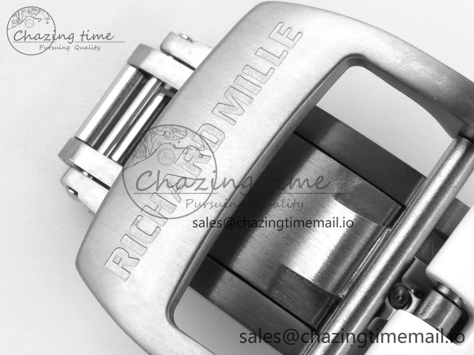 RM055 White Ceramic ZF 1:1 Best Edition on Shark Rubber Strap RMUL2 Super Clone