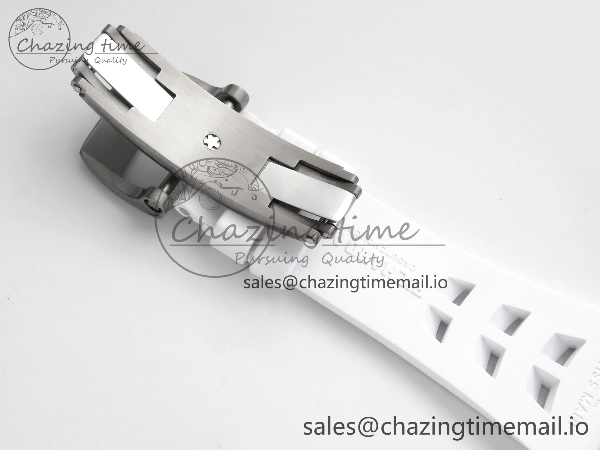 RM055 White Ceramic ZF 1:1 Best Edition on Shark Rubber Strap RMUL2 Super Clone