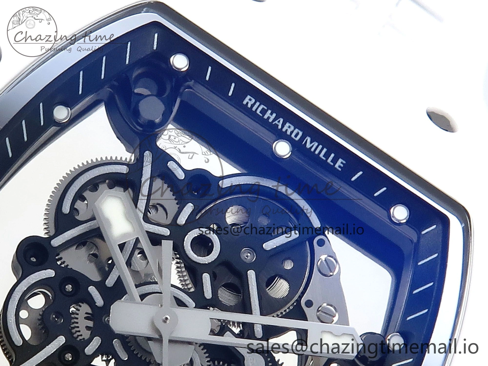 RM055 White Ceramic ZF 1:1 Best Edition on Shark Rubber Strap RMUL2 Super Clone