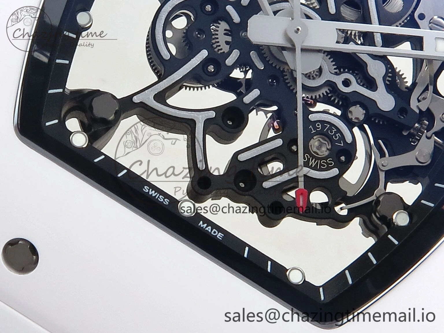 RM055 White Ceramic ZF 1:1 Best Edition on Shark Rubber Strap RMUL2 Super Clone