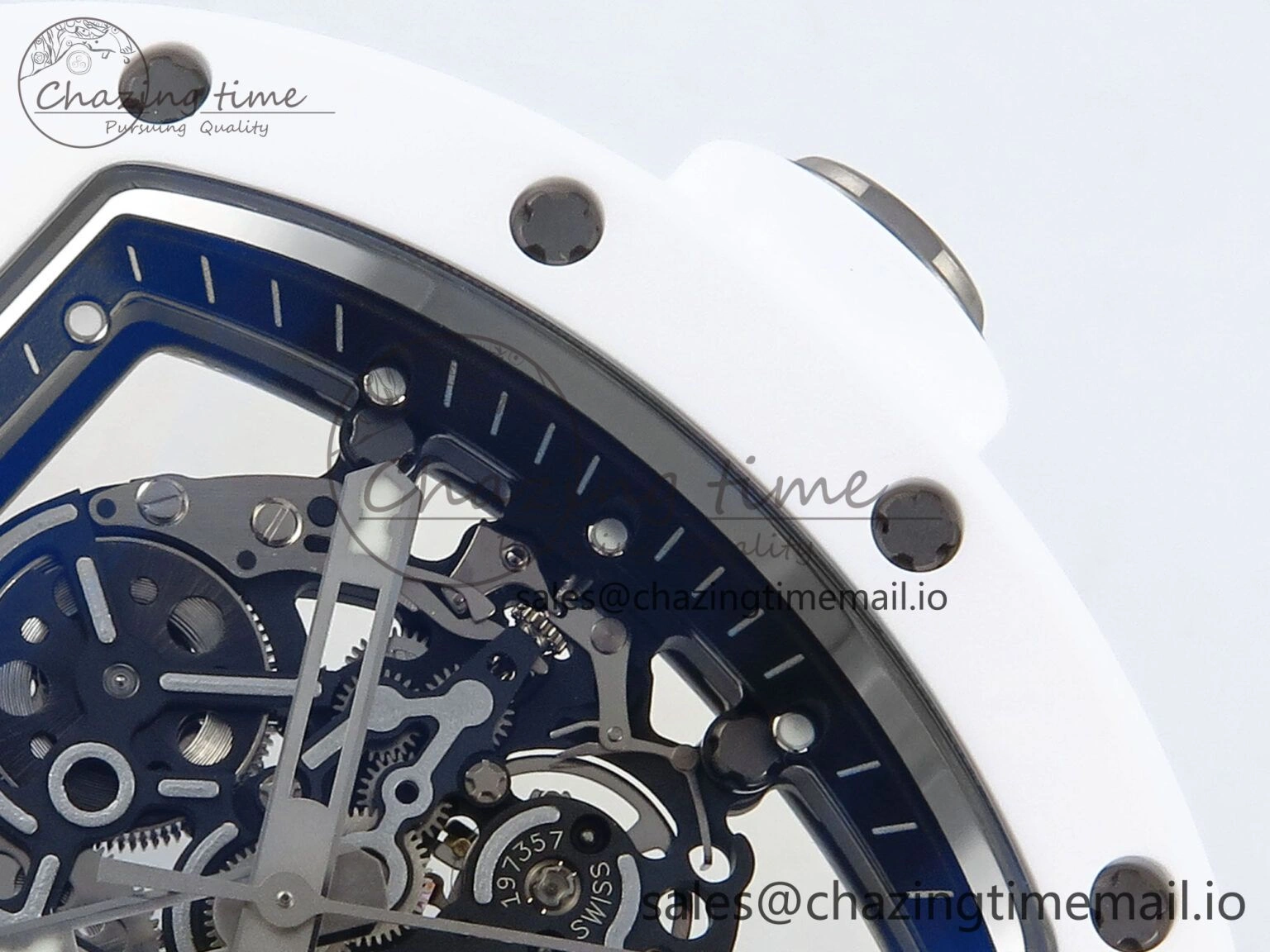 RM055 White Ceramic ZF 1:1 Best Edition on Shark Rubber Strap RMUL2 Super Clone