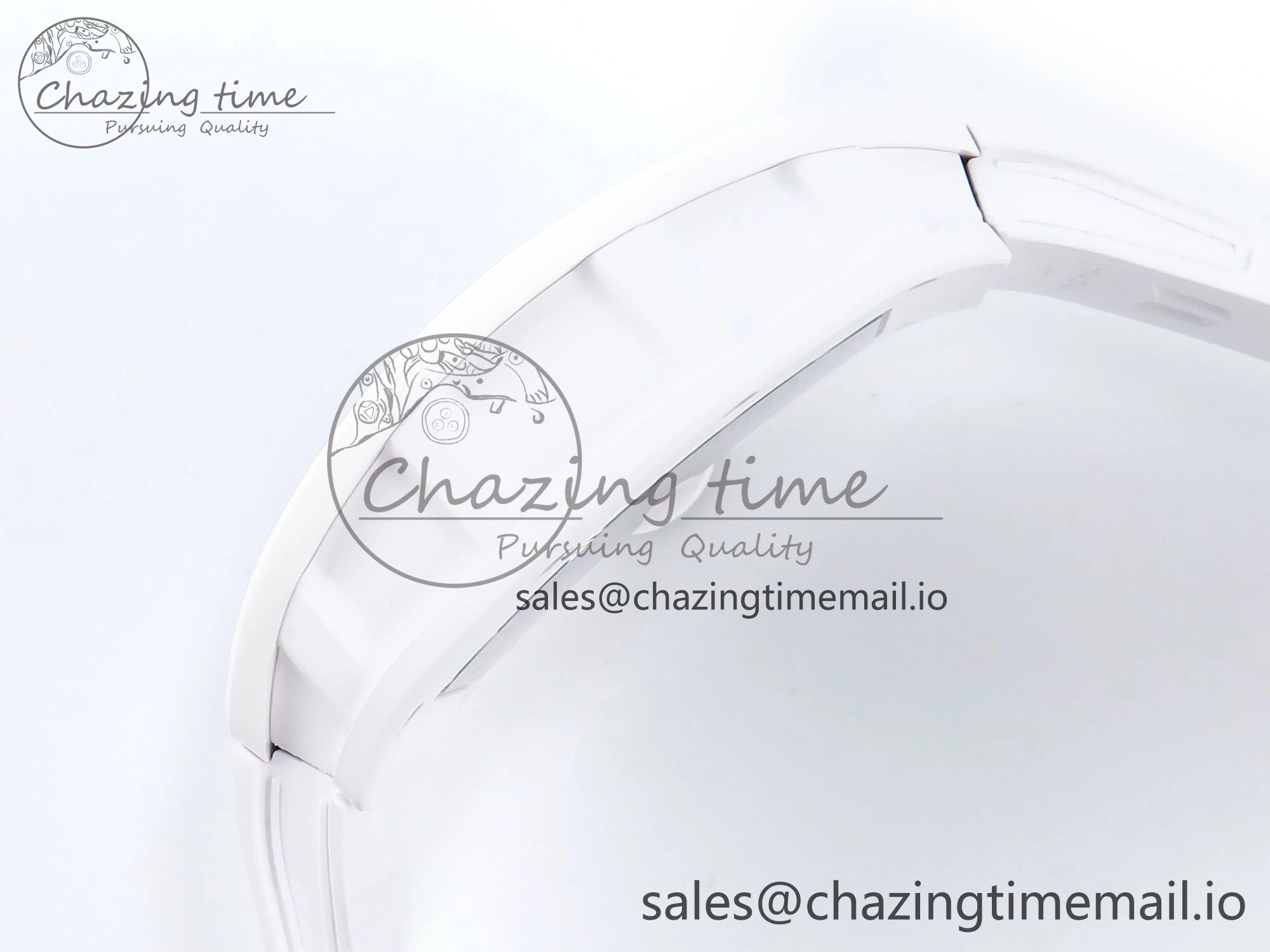 RM055 White Ceramic ZF 1:1 Best Edition on Shark Rubber Strap RMUL2 Super Clone