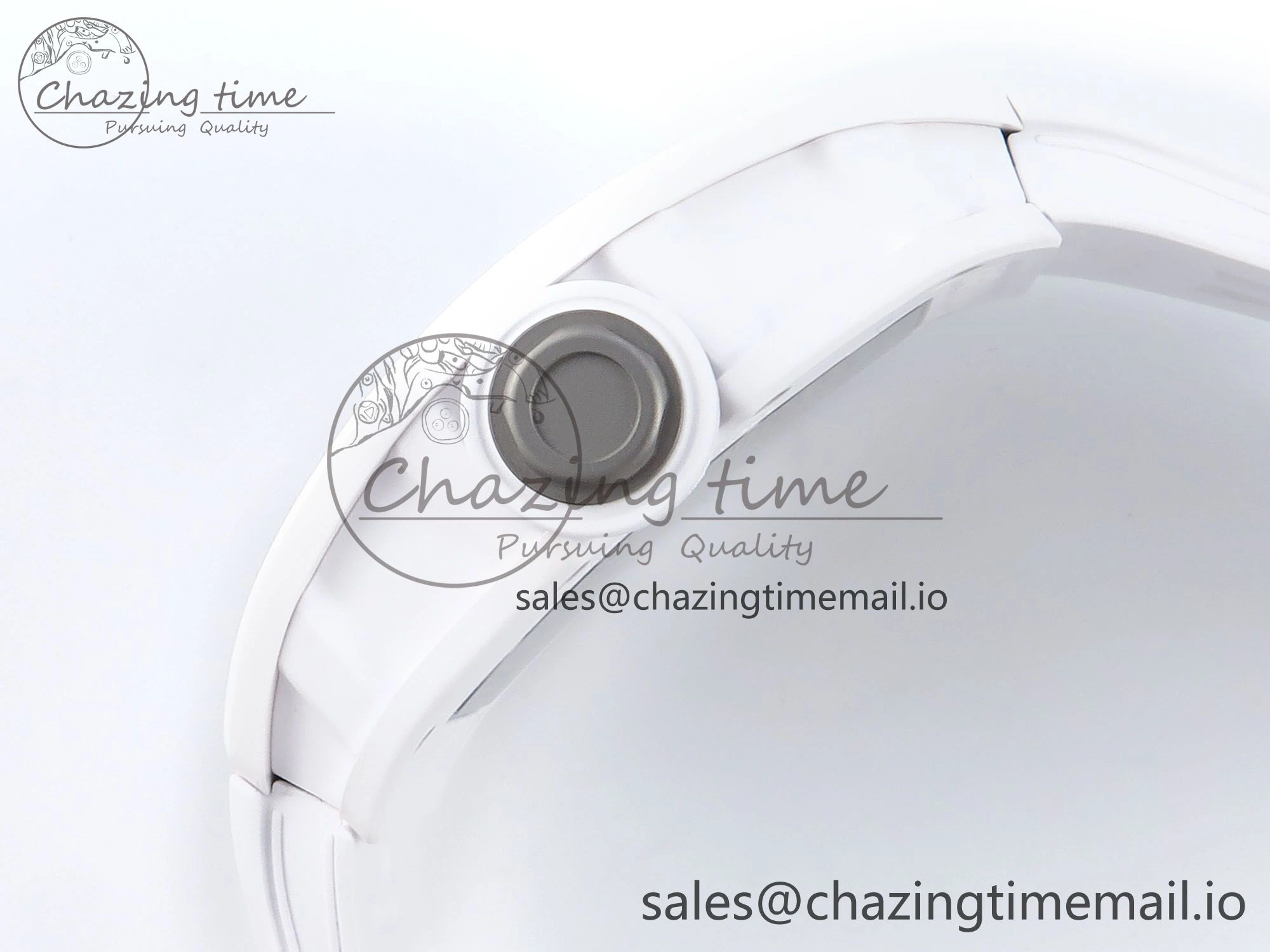 RM055 White Ceramic ZF 1:1 Best Edition on Shark Rubber Strap RMUL2 Super Clone