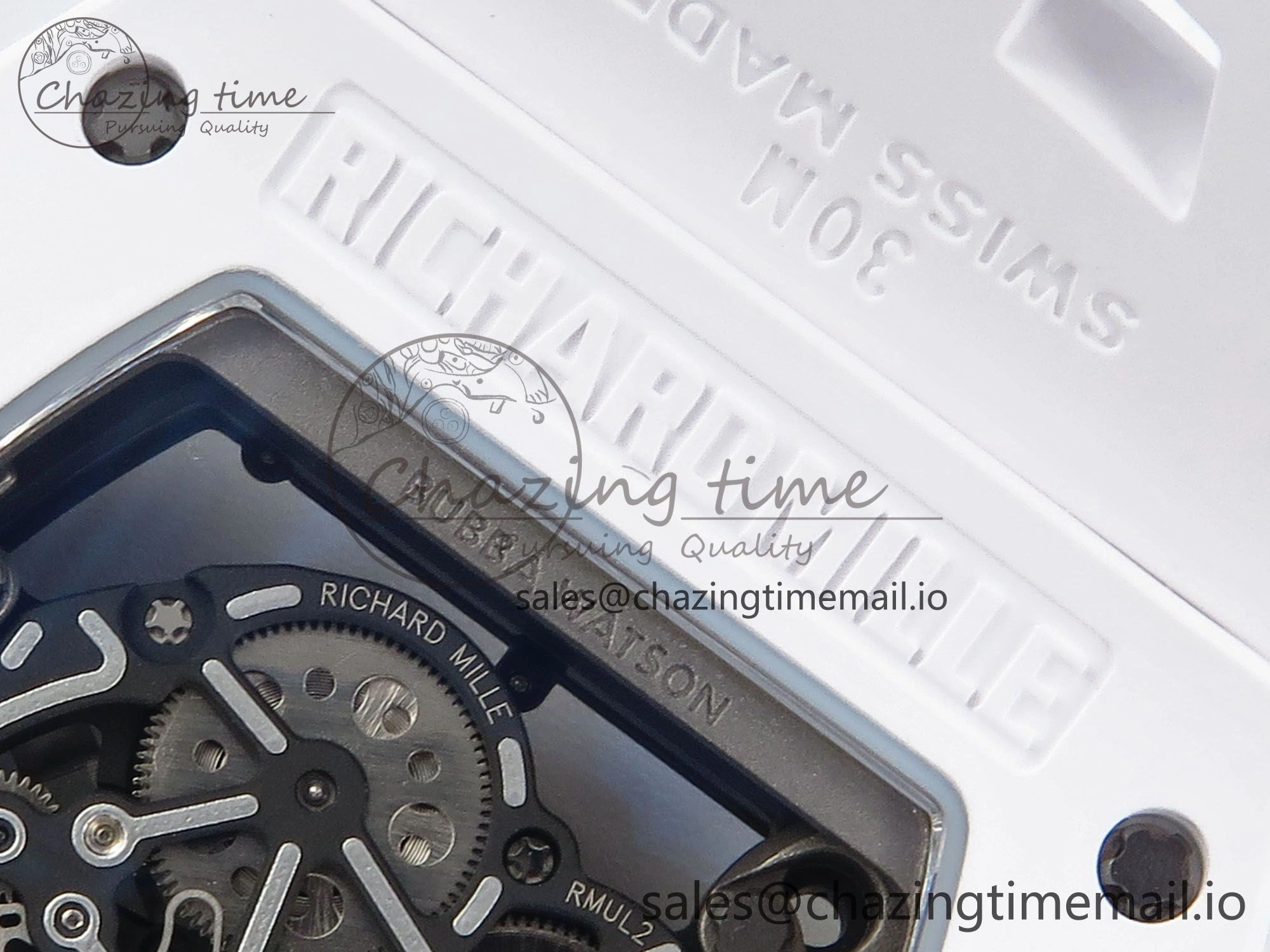 RM055 White Ceramic ZF 1:1 Best Edition on Shark Rubber Strap RMUL2 Super Clone