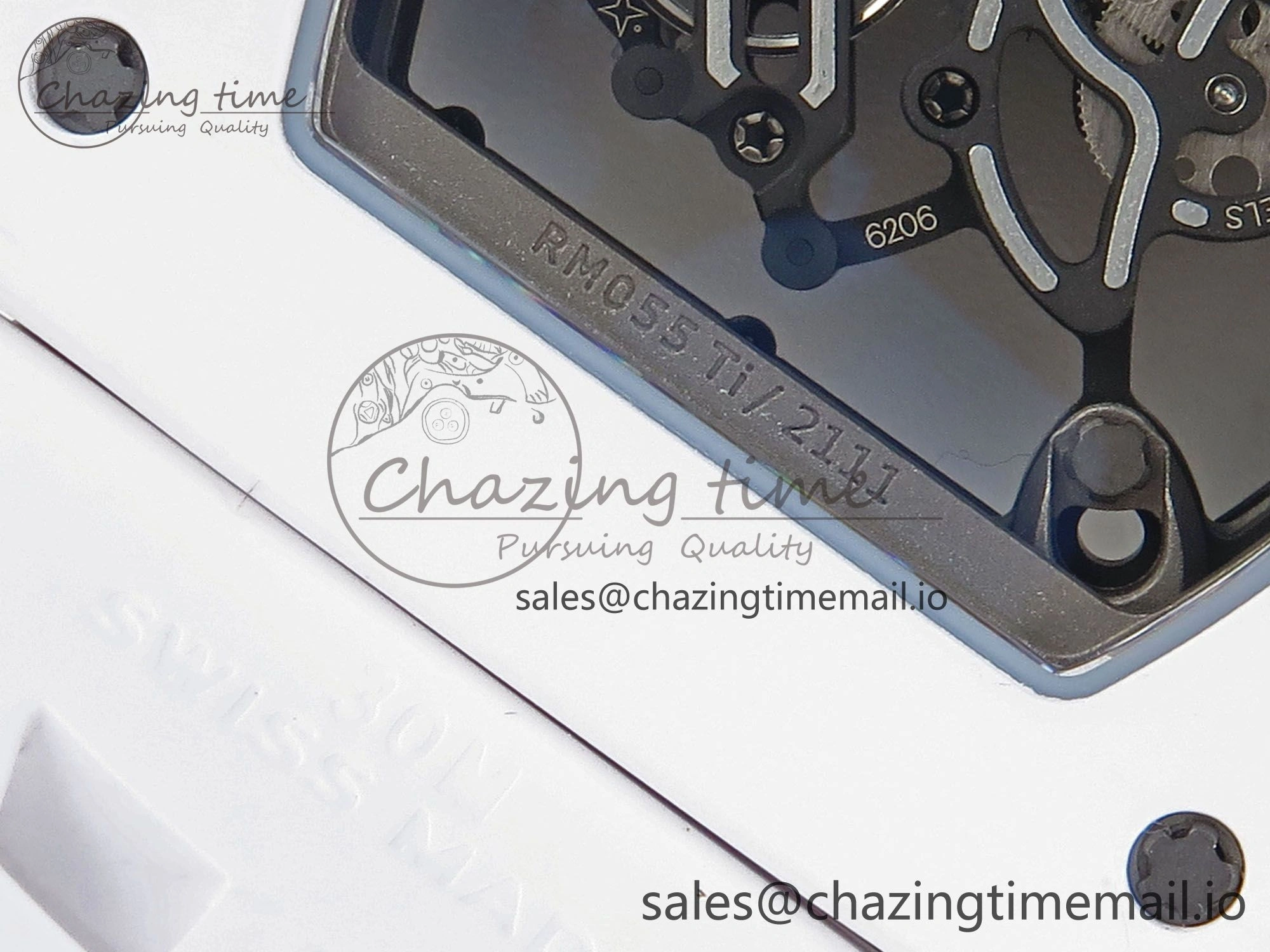 RM055 White Ceramic ZF 1:1 Best Edition on Shark Rubber Strap RMUL2 Super Clone
