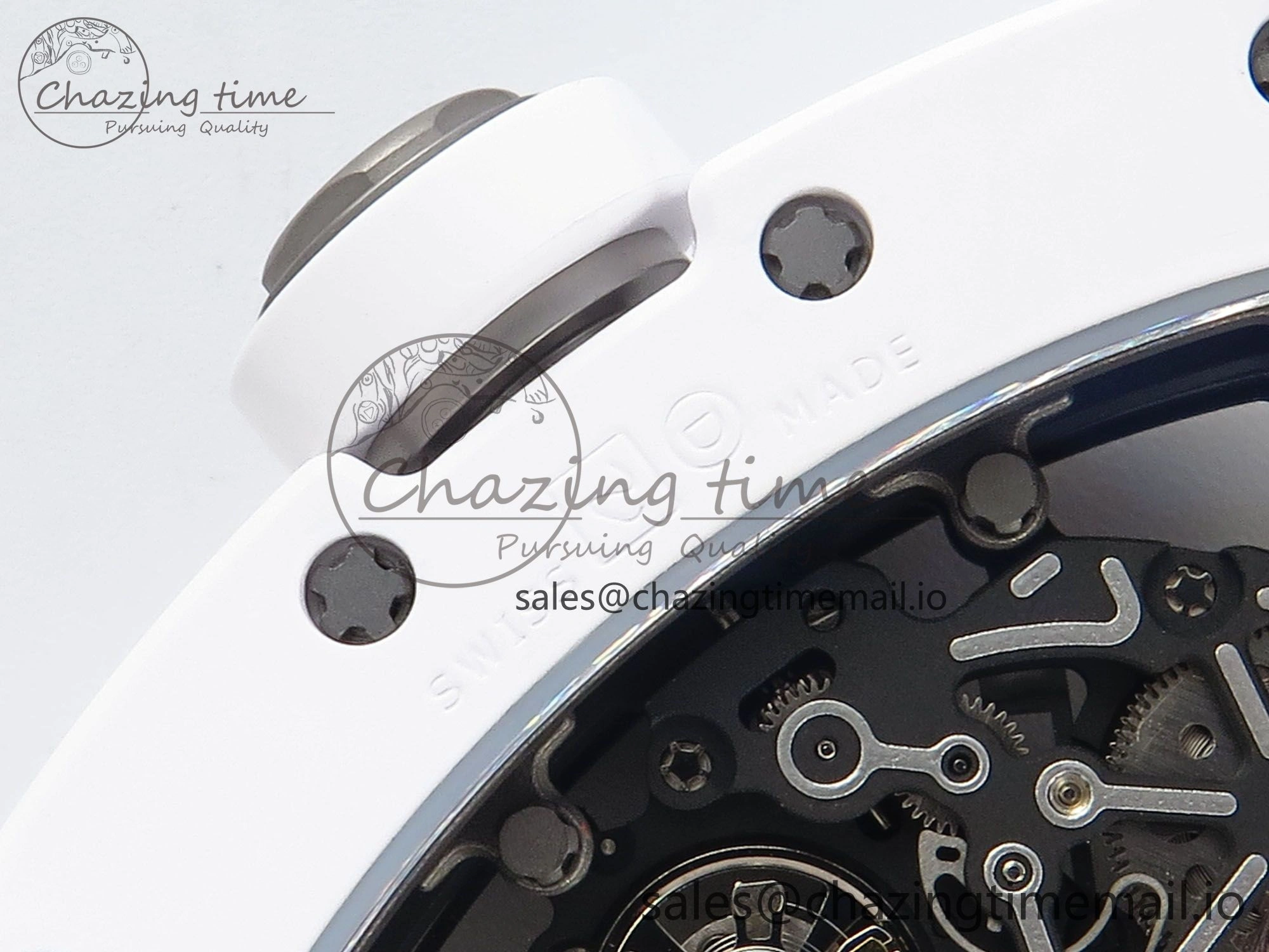 RM055 White Ceramic ZF 1:1 Best Edition on Shark Rubber Strap RMUL2 Super Clone