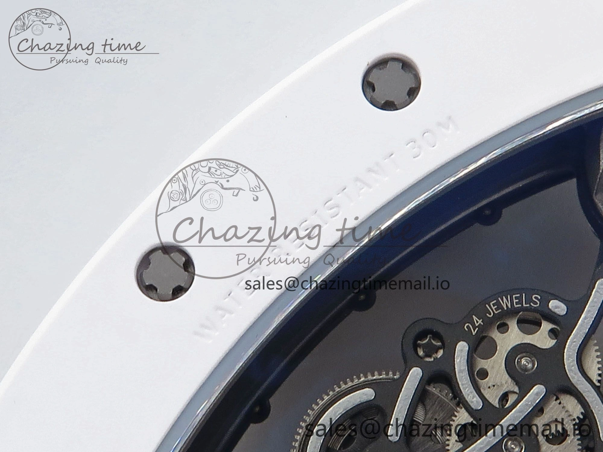 RM055 White Ceramic ZF 1:1 Best Edition on Shark Rubber Strap RMUL2 Super Clone