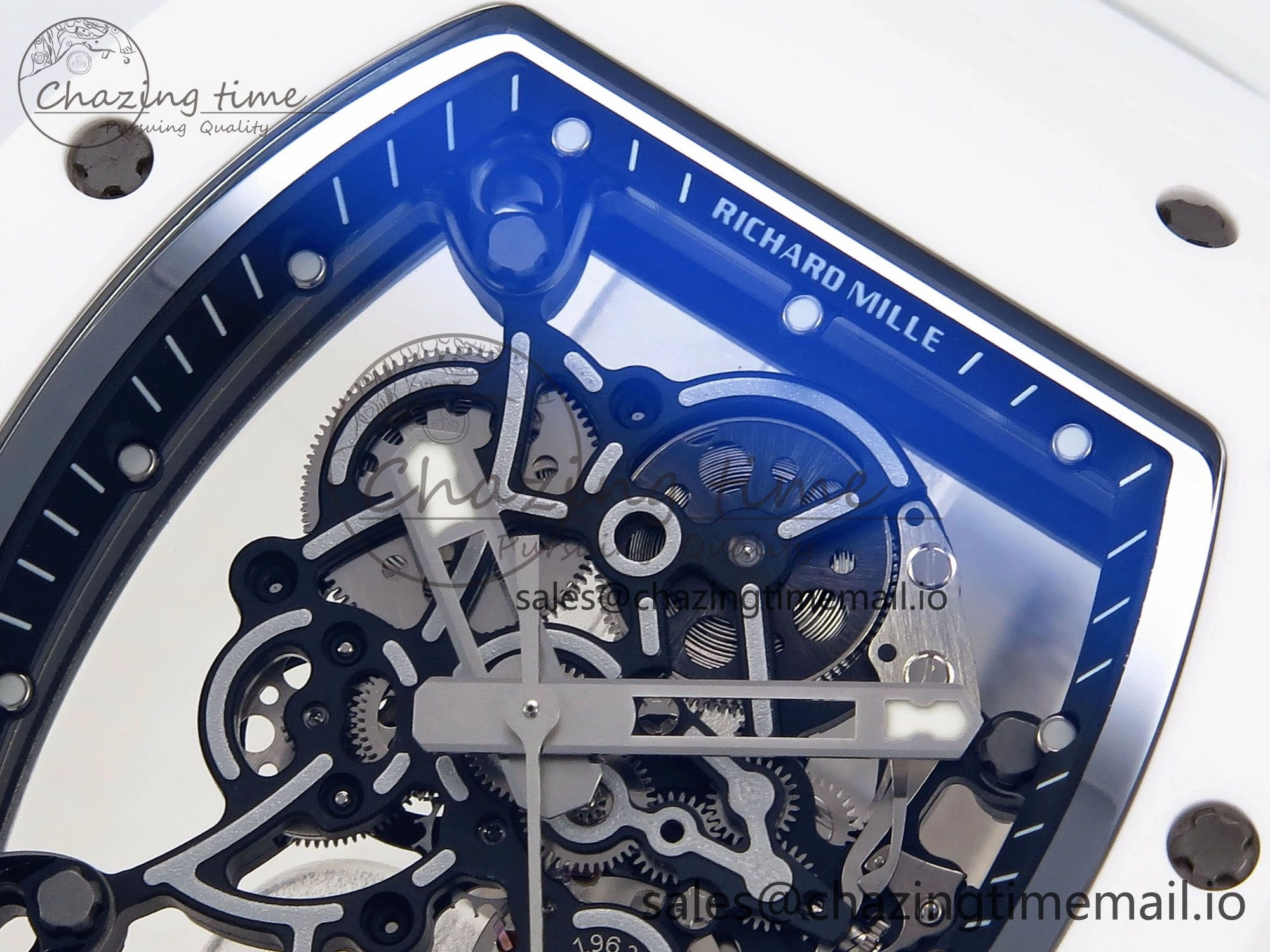 RM055 White Ceramic ZF 1:1 Best Edition on White Rubber Strap RMUL2 Super Clone