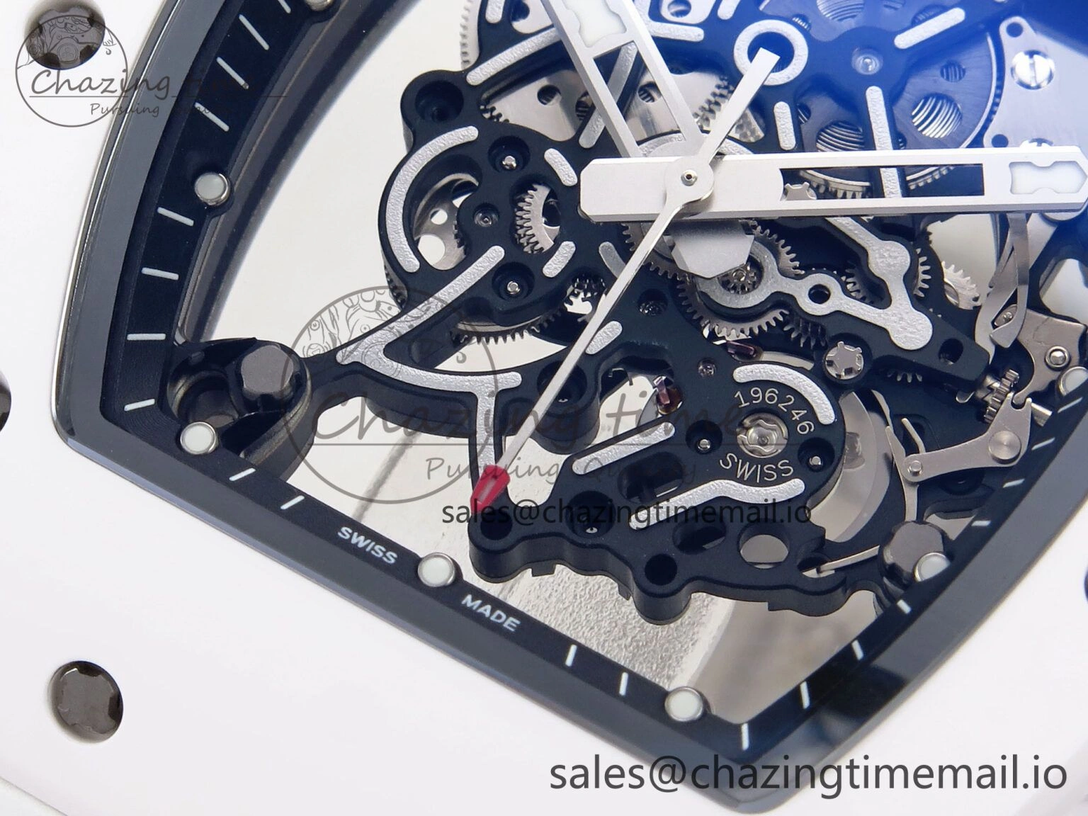 RM055 White Ceramic ZF 1:1 Best Edition on White Rubber Strap RMUL2 Super Clone