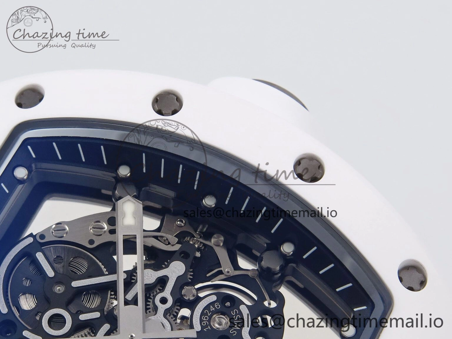 RM055 White Ceramic ZF 1:1 Best Edition on White Rubber Strap RMUL2 Super Clone