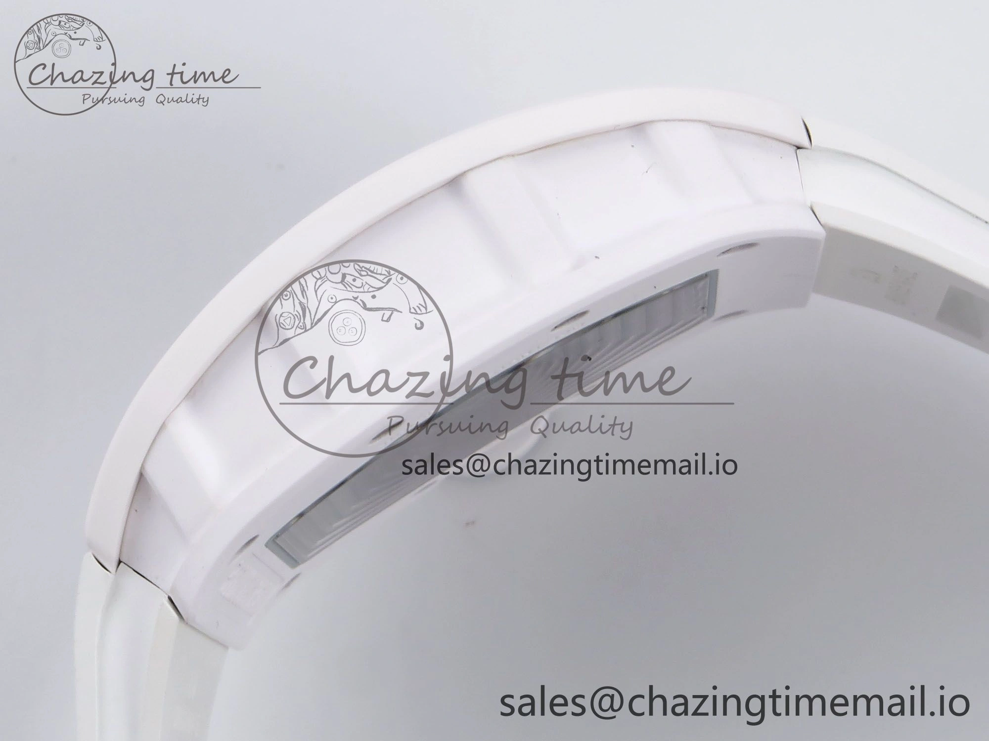 RM055 White Ceramic ZF 1:1 Best Edition on White Rubber Strap RMUL2 Super Clone