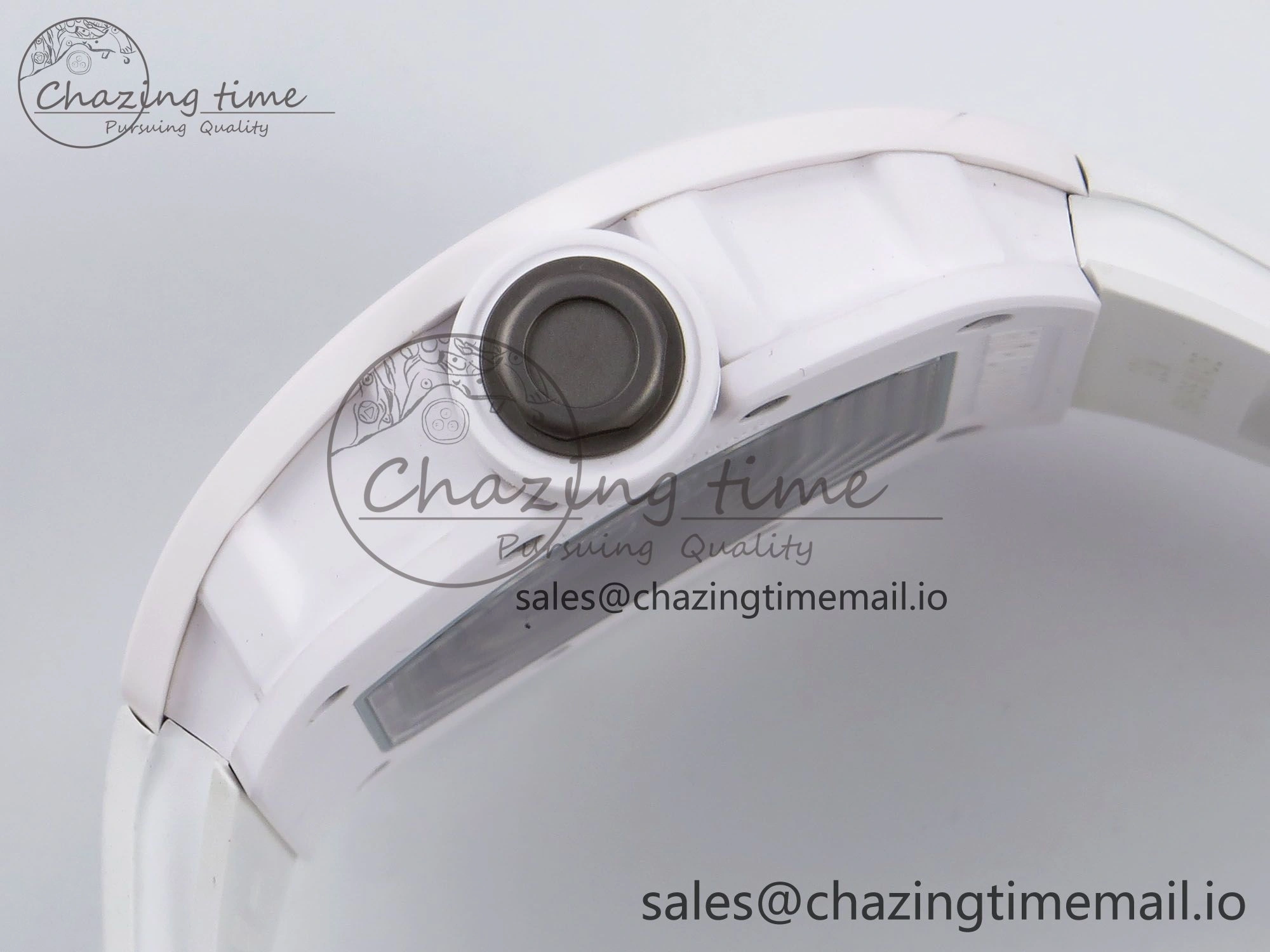 RM055 White Ceramic ZF 1:1 Best Edition on White Rubber Strap RMUL2 Super Clone