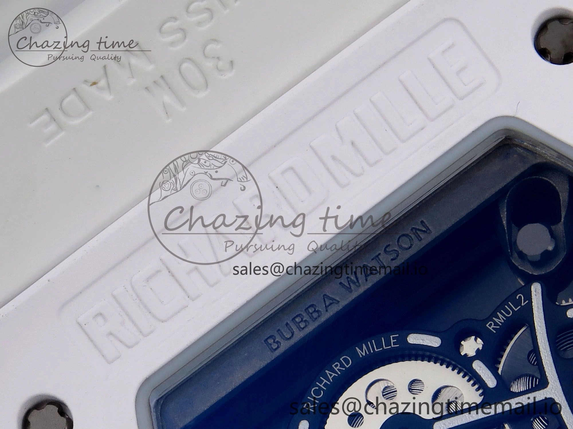 RM055 White Ceramic ZF 1:1 Best Edition on White Rubber Strap RMUL2 Super Clone