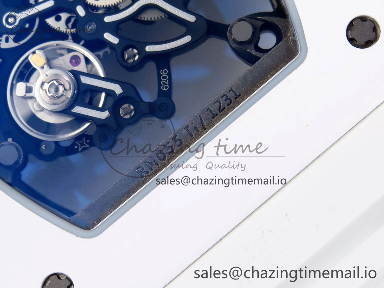 RM055 White Ceramic ZF 1:1 Best Edition on White Rubber Strap RMUL2 Super Clone