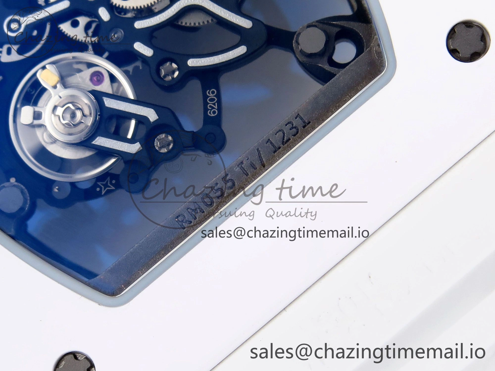 RM055 White Ceramic ZF 1:1 Best Edition on White Rubber Strap RMUL2 Super Clone