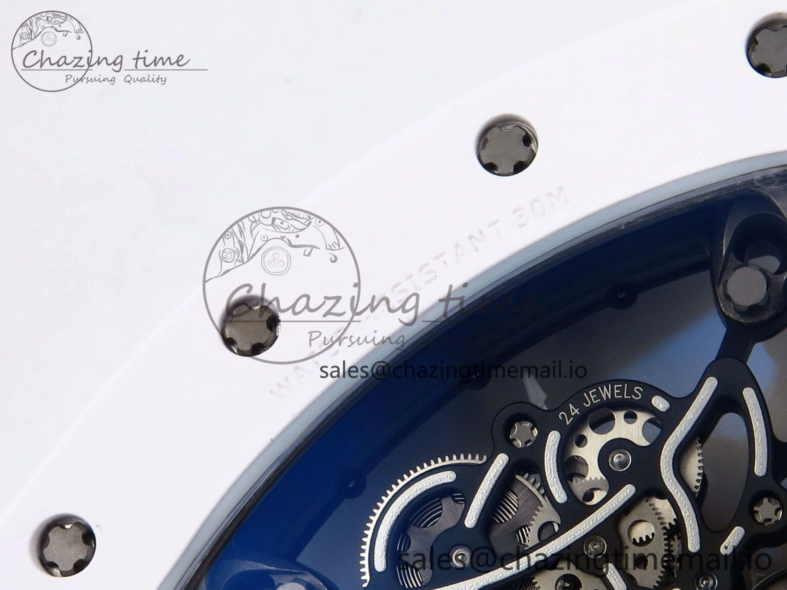 RM055 White Ceramic ZF 1:1 Best Edition on White Rubber Strap RMUL2 Super Clone