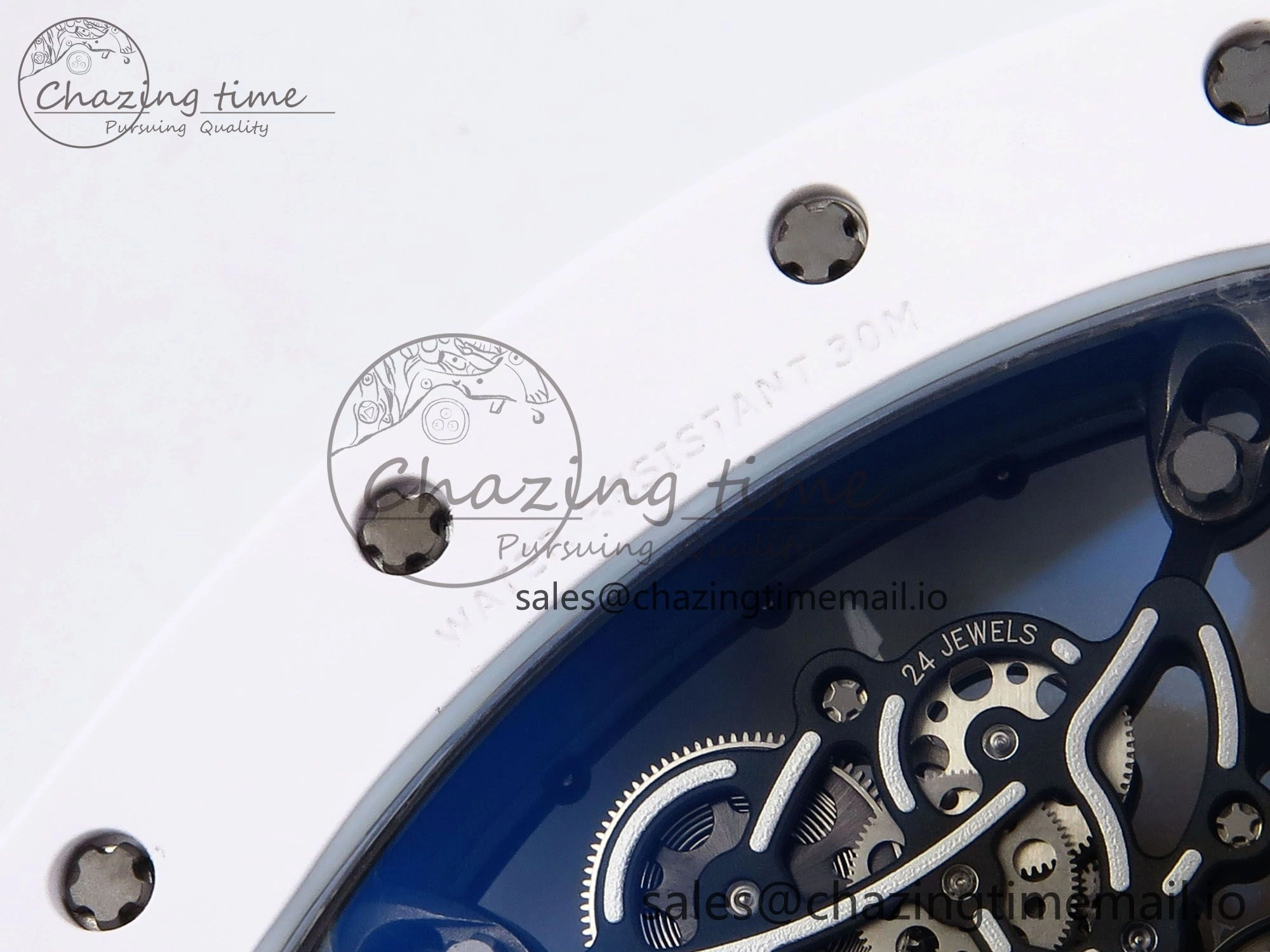 RM055 White Ceramic ZF 1:1 Best Edition on White Rubber Strap RMUL2 Super Clone
