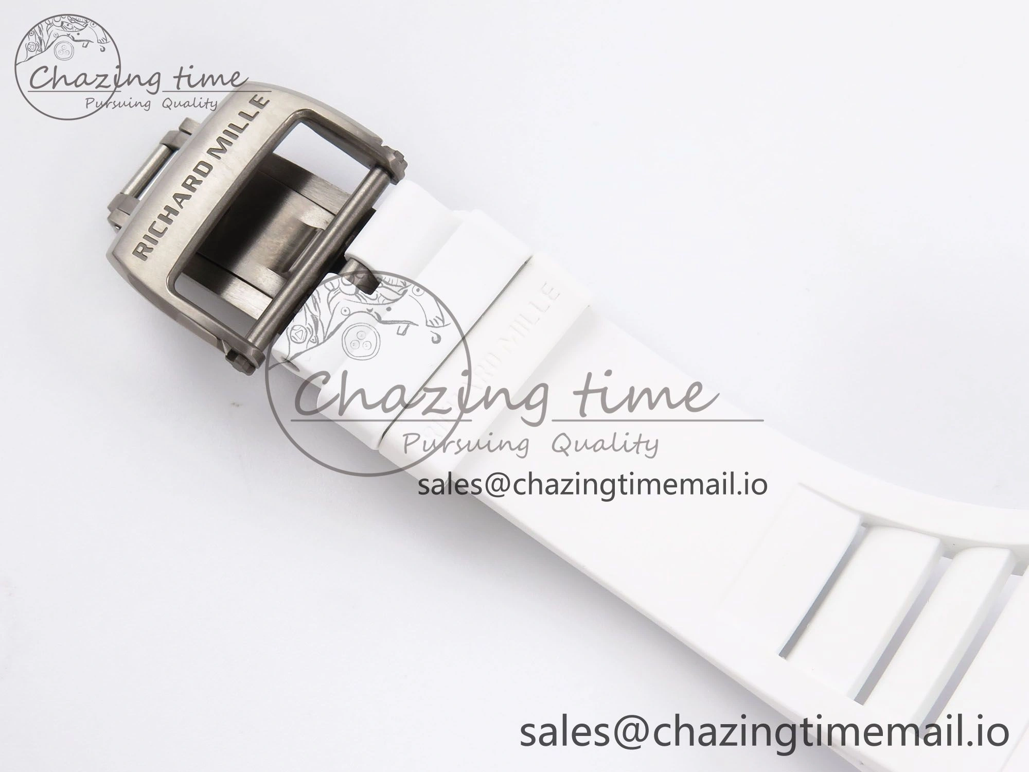 RM055 White Ceramic ZF 1:1 Best Edition on White Rubber Strap RMUL2 Super Clone