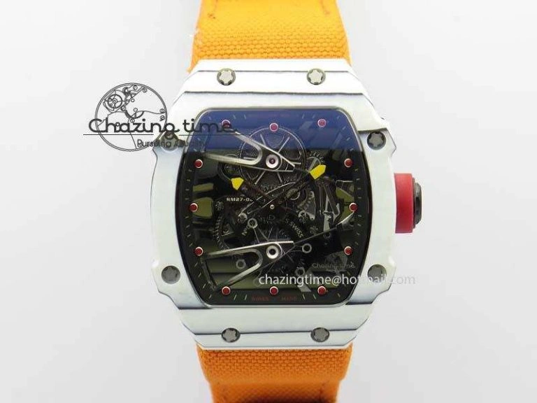 RM056 RMF Red Inner Bezel Skeleton Dial On Transparent Rubber Strap MIYOTA9015
