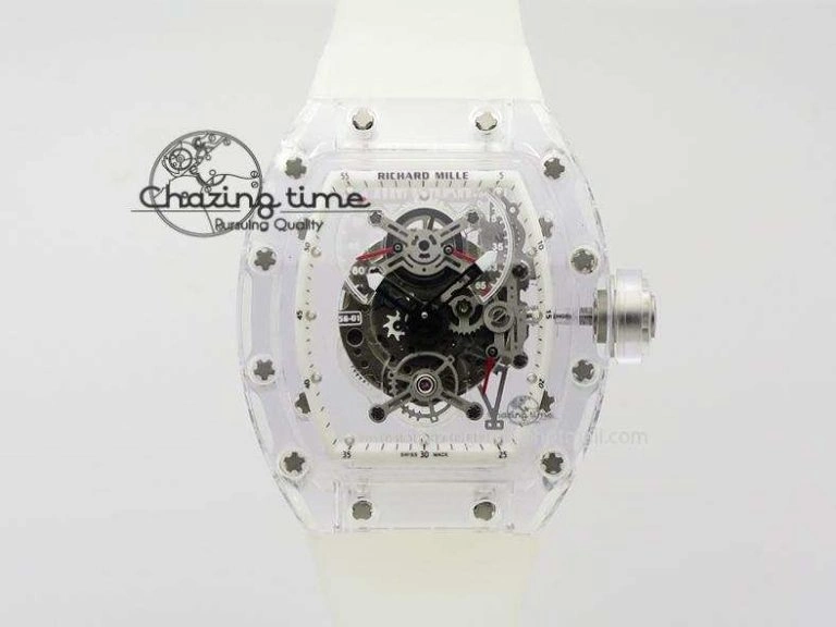 RM056 RMF Red Inner Bezel Skeleton Dial On Transparent Rubber Strap MIYOTA9015