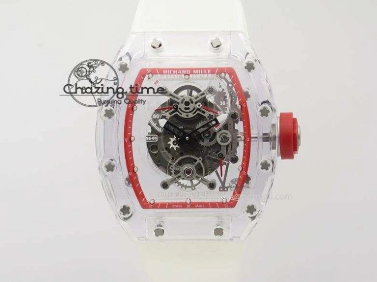 RM056 RMF Red Inner Bezel Skeleton Dial On Transparent Rubber Strap MIYOTA9015