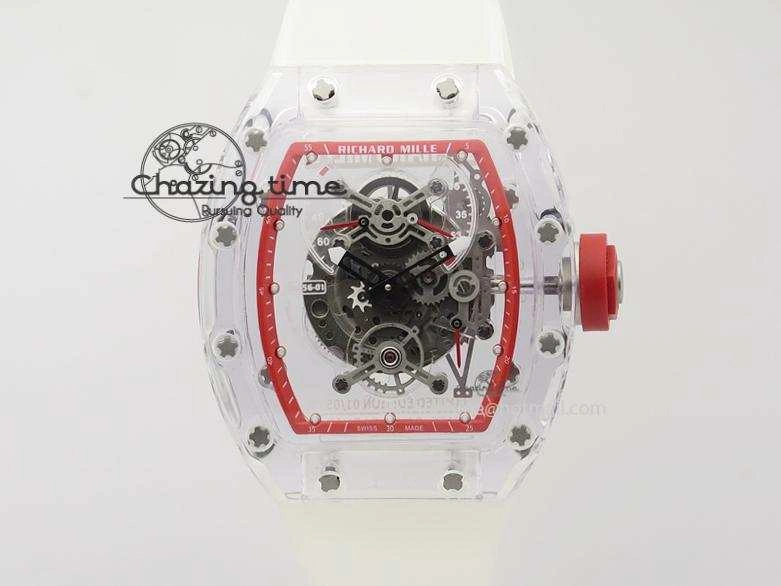 RM056 RMF Red Inner Bezel Skeleton Dial On Transparent Rubber Strap MIYOTA9015