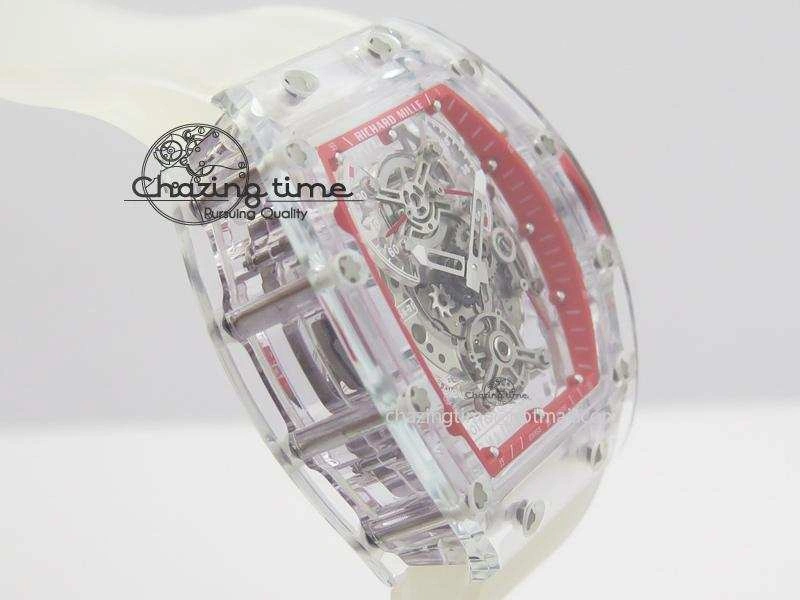 RM056 RMF Red Inner Bezel Skeleton Dial On Transparent Rubber Strap MIYOTA9015