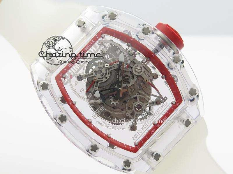 RM056 RMF Red Inner Bezel Skeleton Dial On Transparent Rubber Strap MIYOTA9015