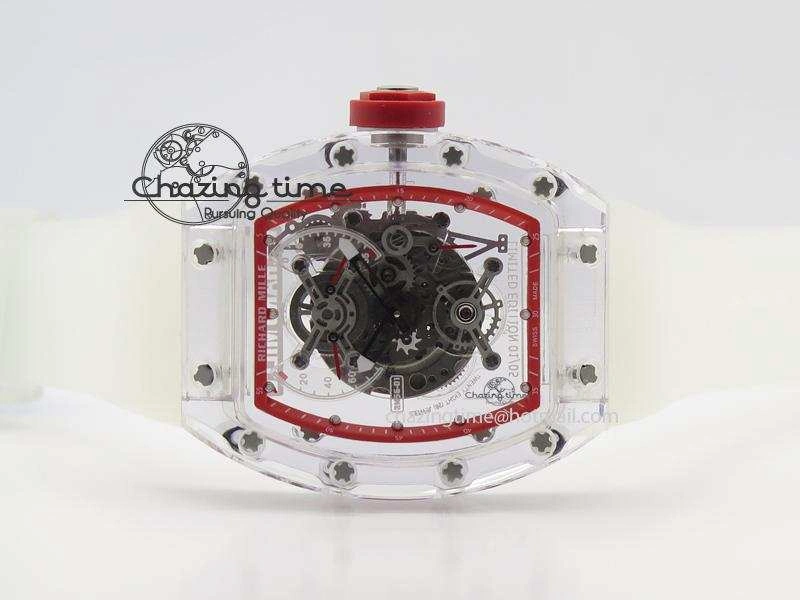 RM056 RMF Red Inner Bezel Skeleton Dial On Transparent Rubber Strap MIYOTA9015