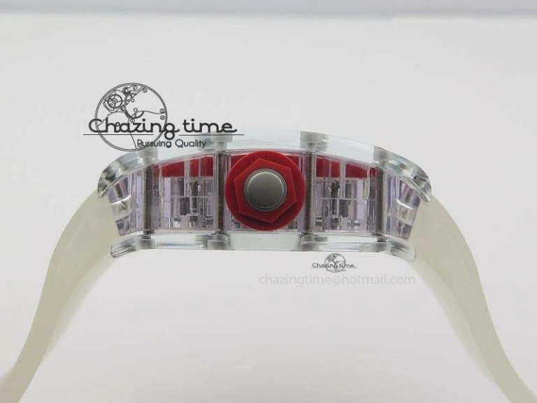 RM056 RMF Red Inner Bezel Skeleton Dial On Transparent Rubber Strap MIYOTA9015