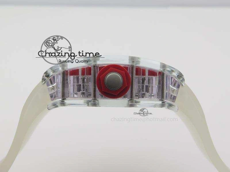 RM056 RMF Red Inner Bezel Skeleton Dial On Transparent Rubber Strap MIYOTA9015