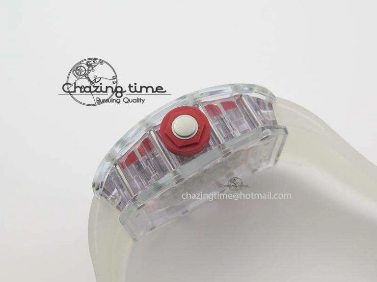 RM056 RMF Red Inner Bezel Skeleton Dial On Transparent Rubber Strap MIYOTA9015