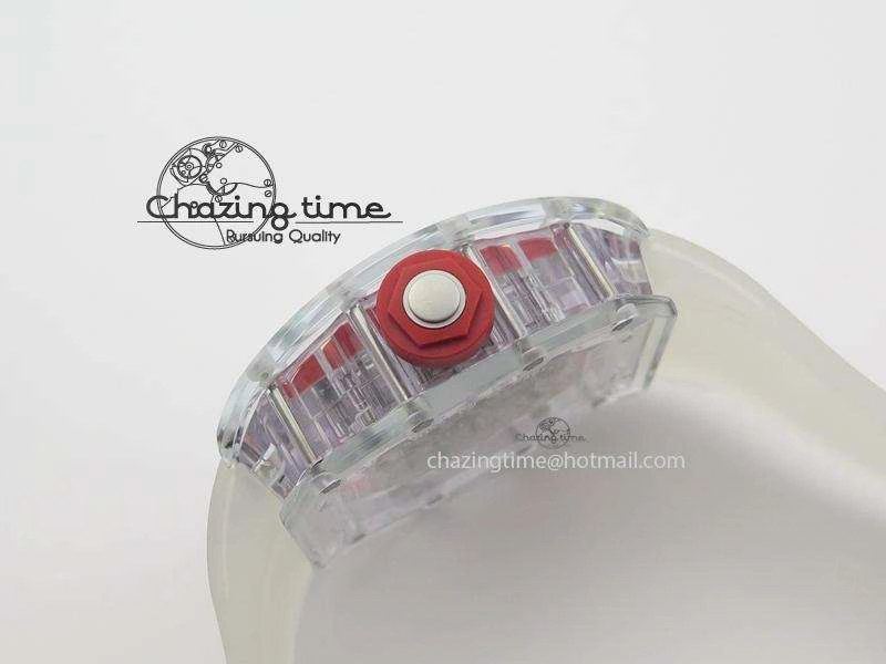 RM056 RMF Red Inner Bezel Skeleton Dial On Transparent Rubber Strap MIYOTA9015